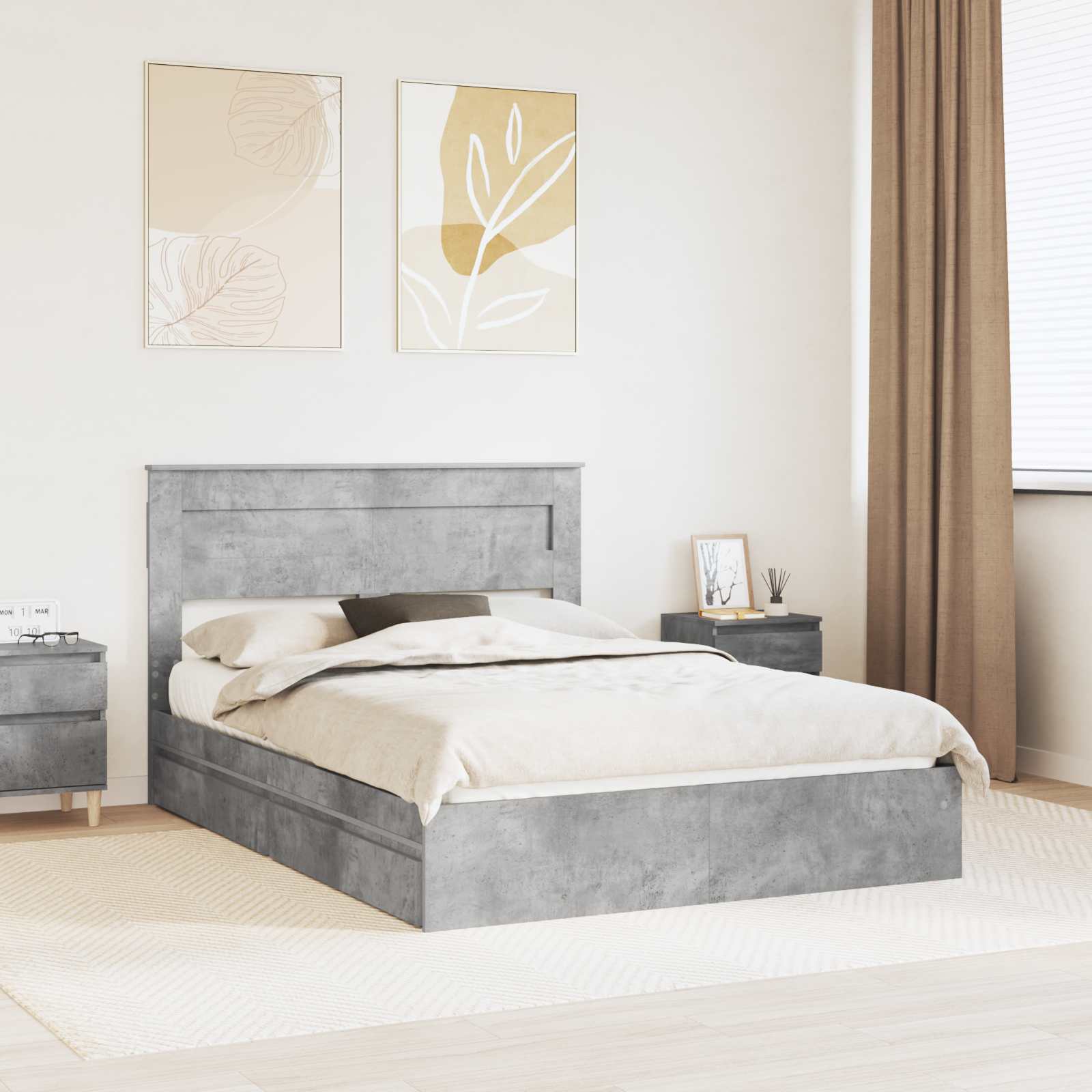 vidaXL Bedframe met lade met hoofdeinde Wit 200 x 200 cm Bewerkt hout