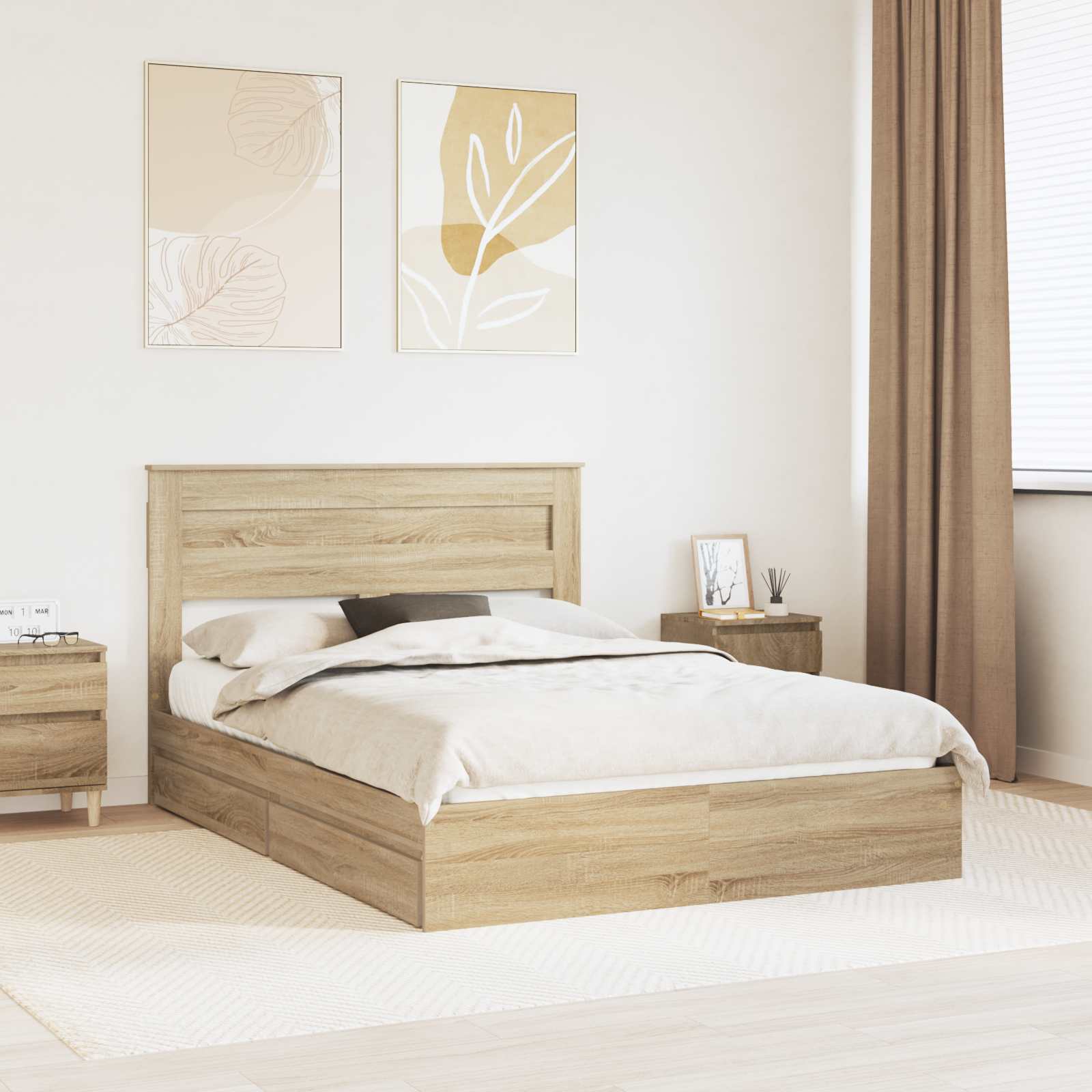 vidaXL Bedframe met lade met hoofdeinde Wit 200 x 200 cm Bewerkt hout