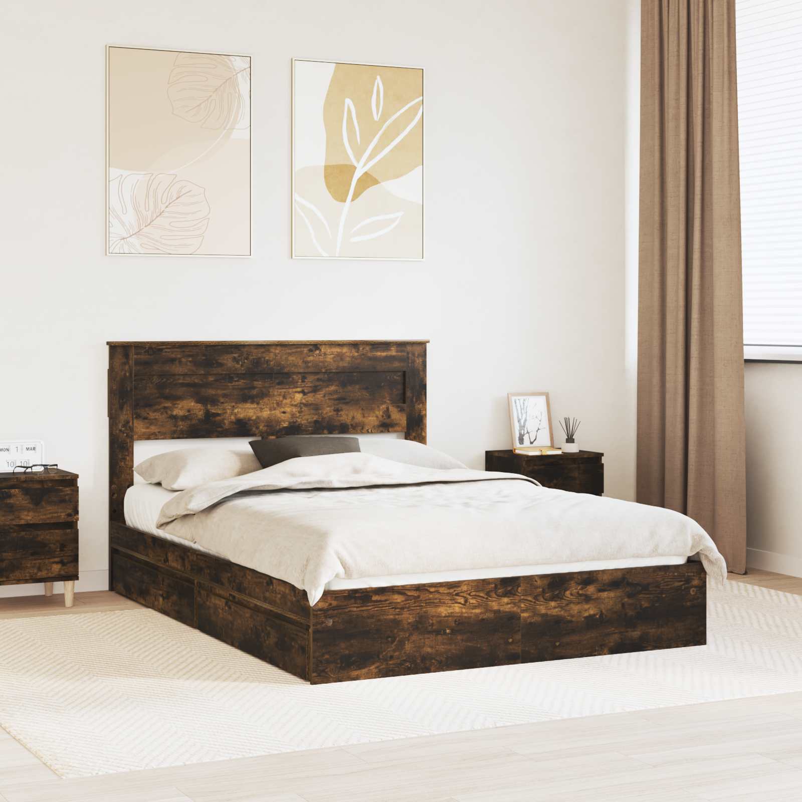 vidaXL Bedframe met lade met hoofdeinde Wit 200 x 200 cm Bewerkt hout