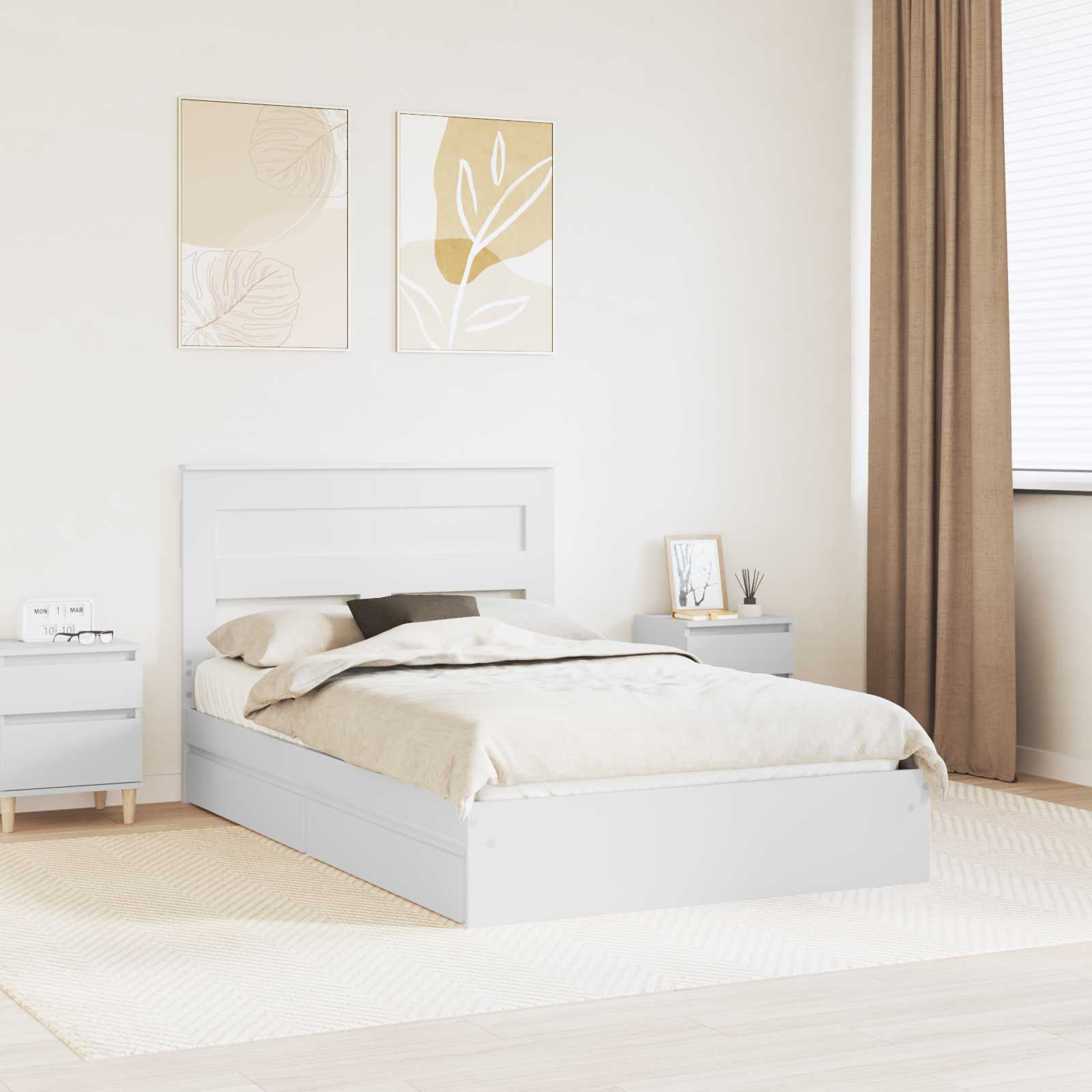 vidaXL Bedframe met lade met hoofdeinde Wit 200 x 200 cm Bewerkt hout