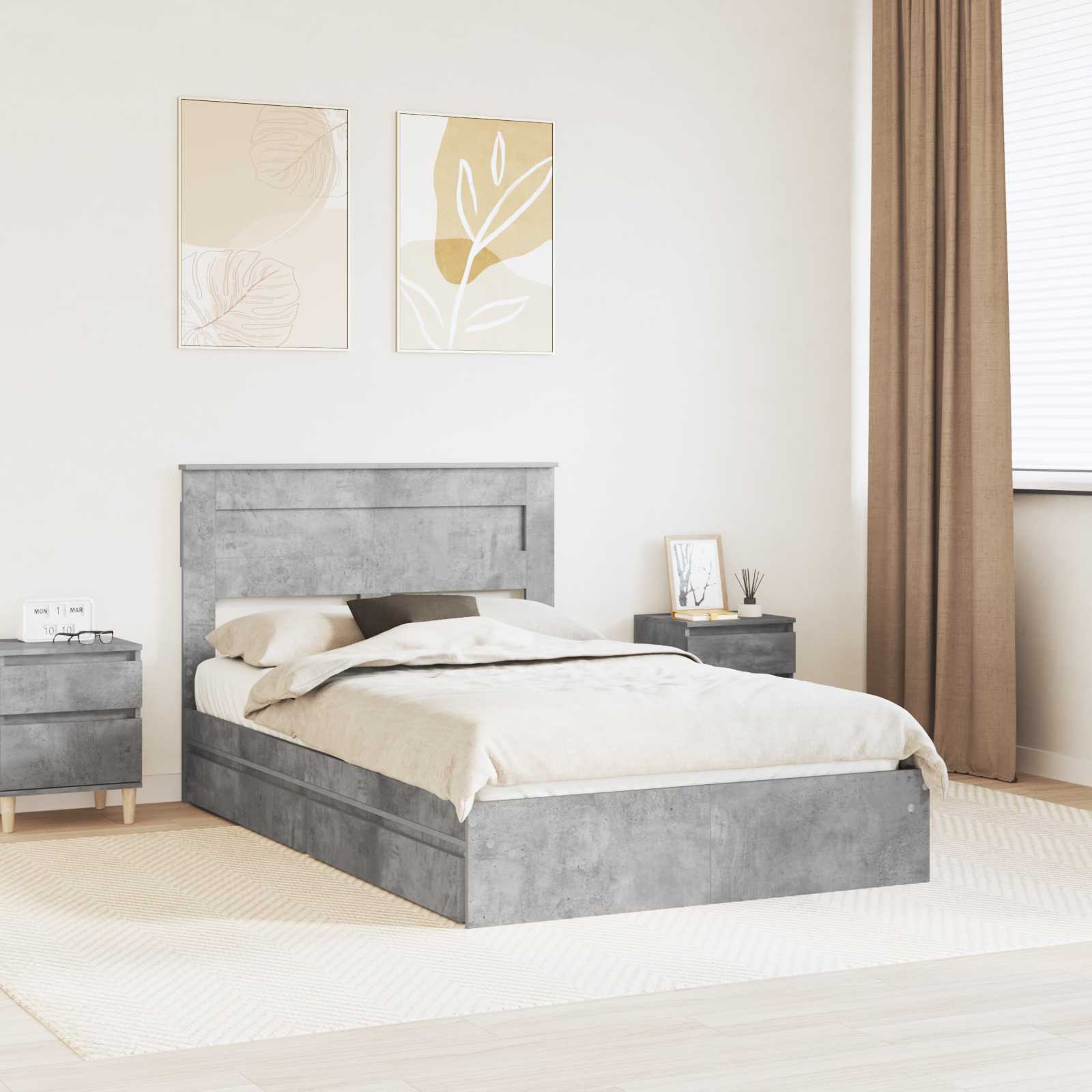 vidaXL Bedframe met lade met hoofdeinde Wit 200 x 200 cm Bewerkt hout