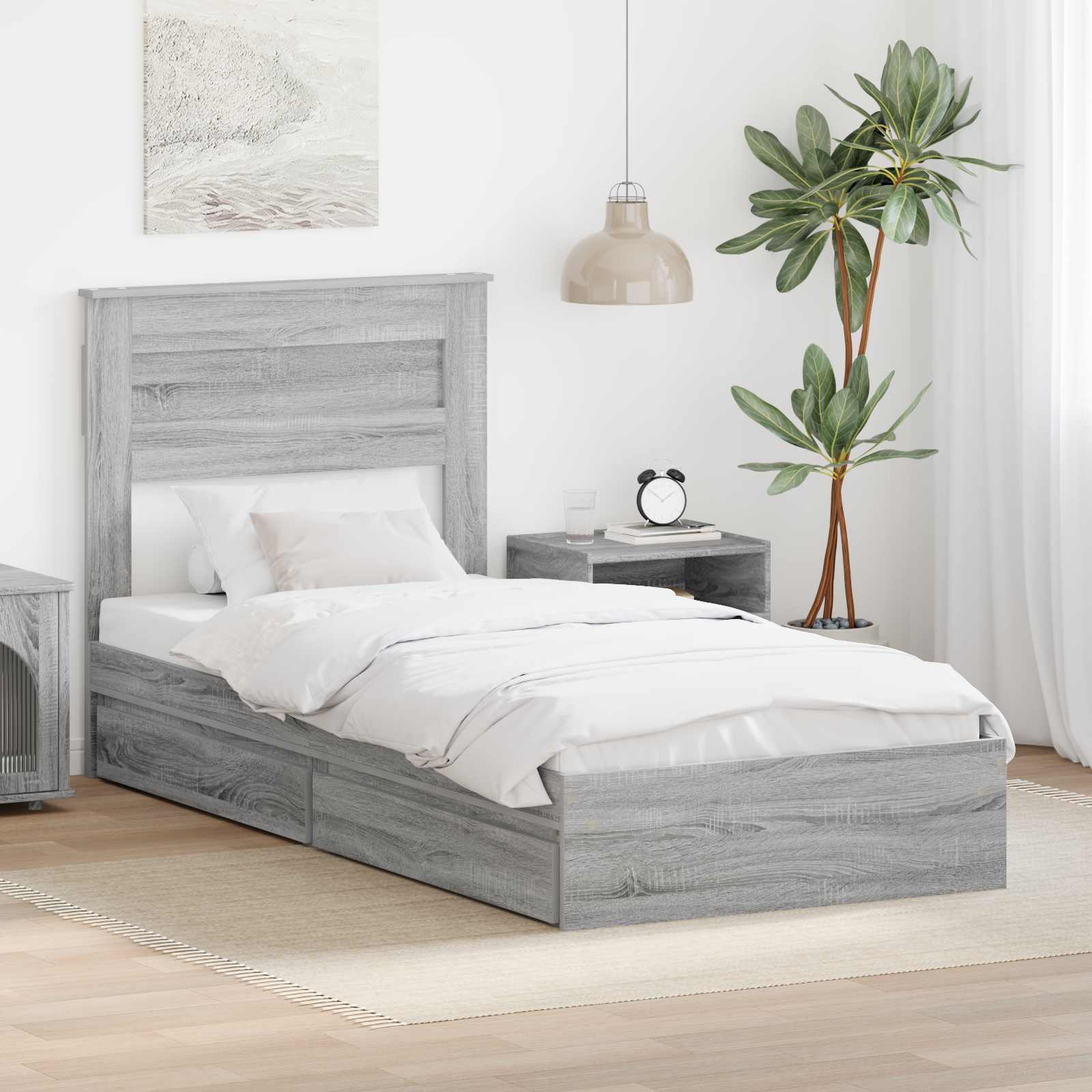 vidaXL Bedframe met lade met hoofdeinde Wit 200 x 200 cm Bewerkt hout