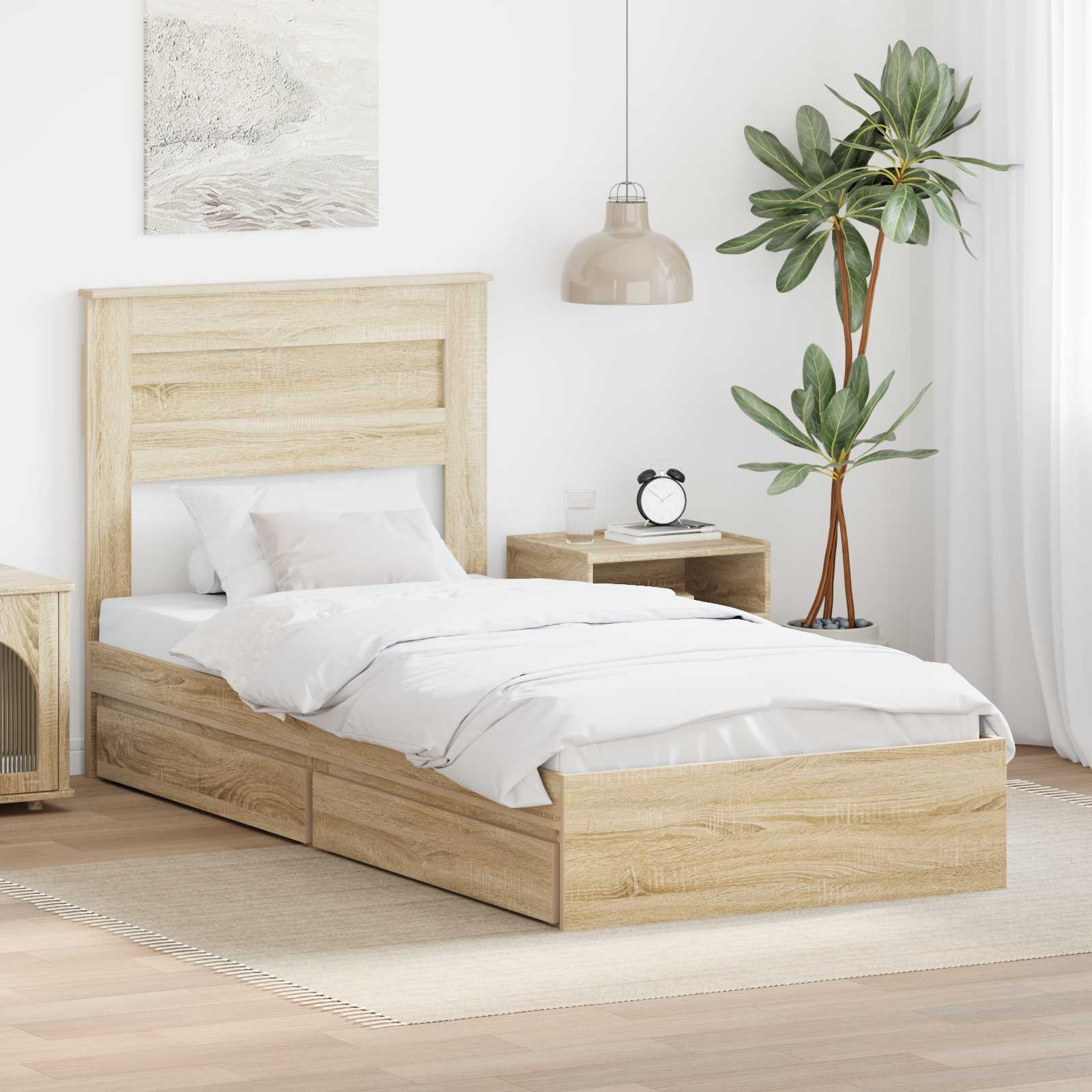 vidaXL Bedframe met lade met hoofdeinde Wit 200 x 200 cm Bewerkt hout