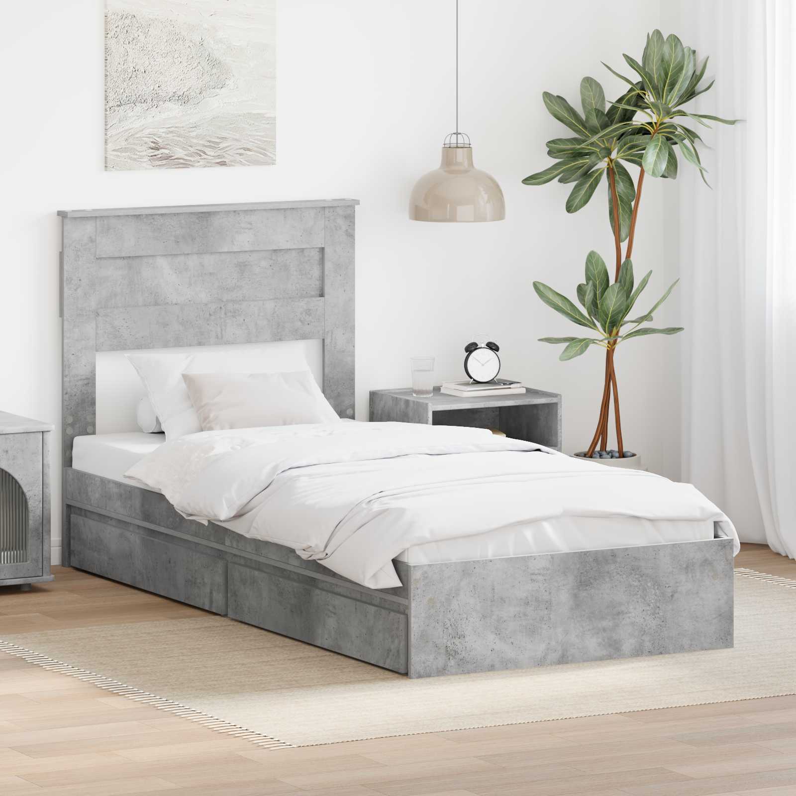 vidaXL Bedframe met lade met hoofdeinde Wit 200 x 200 cm Bewerkt hout