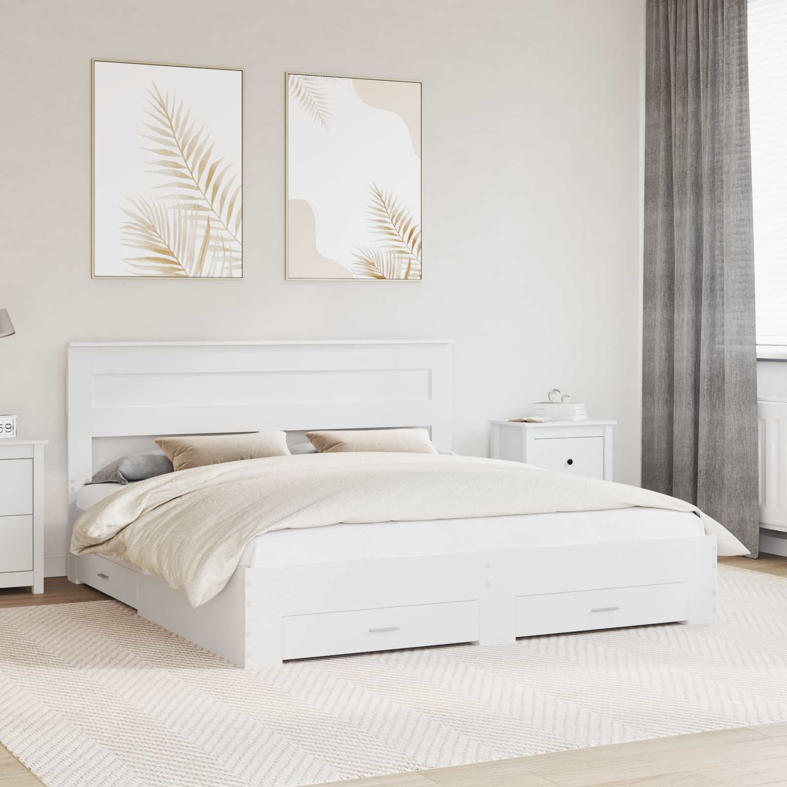 vidaXL Bedframe met lade Wit en Zilver 75 x 190 cm Bewerkt hout