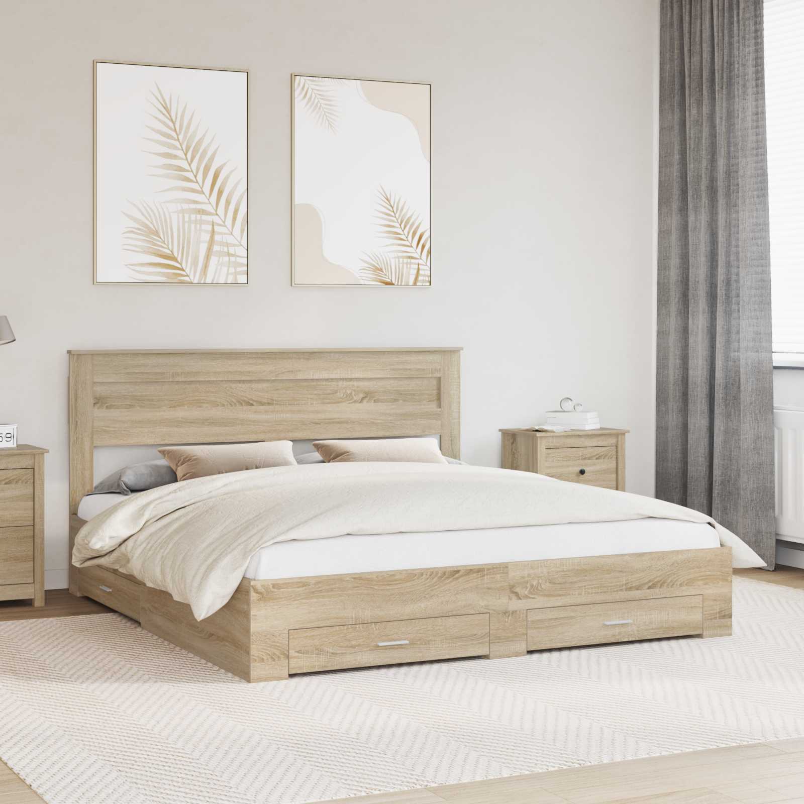 vidaXL Bedframe met lade Wit en Zilver 75 x 190 cm Bewerkt hout