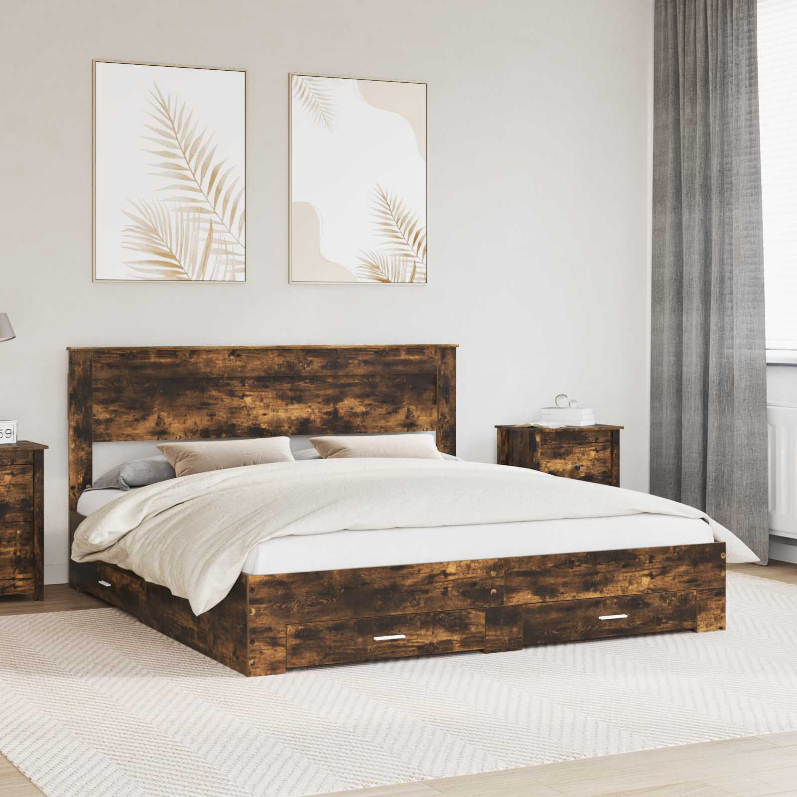 vidaXL Bedframe met lade Wit en Zilver 75 x 190 cm Bewerkt hout
