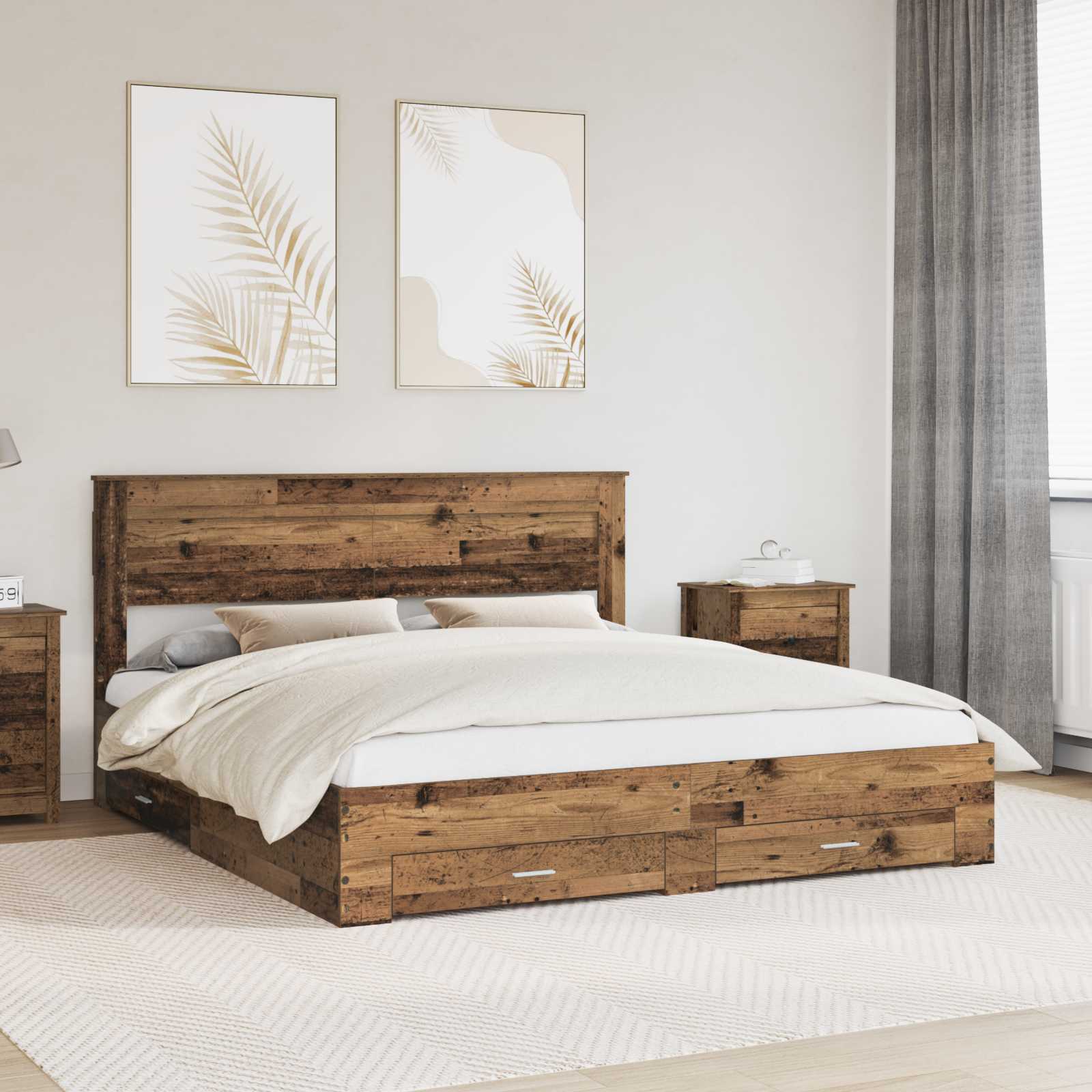 vidaXL Bedframe met lade Wit en Zilver 75 x 190 cm Bewerkt hout