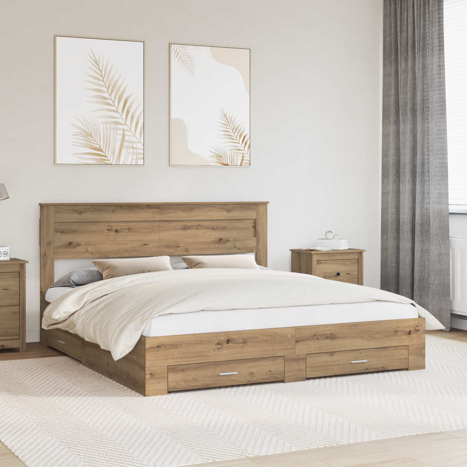 vidaXL Bedframe met lade Wit en Zilver 75 x 190 cm Bewerkt hout
