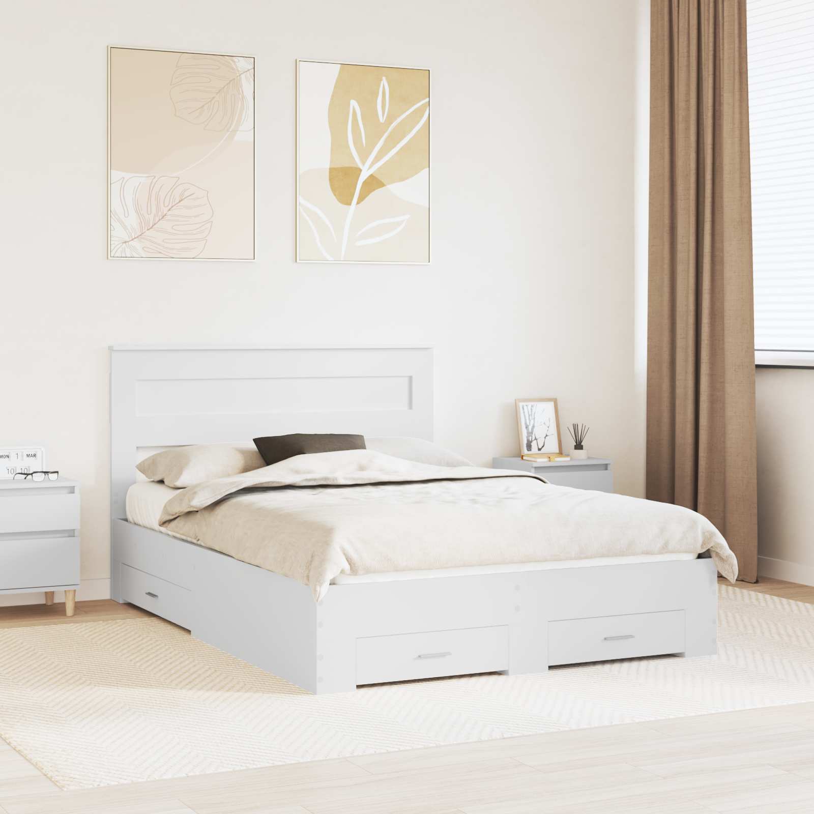 vidaXL Bedframe met lade Wit en Zilver 75 x 190 cm Bewerkt hout