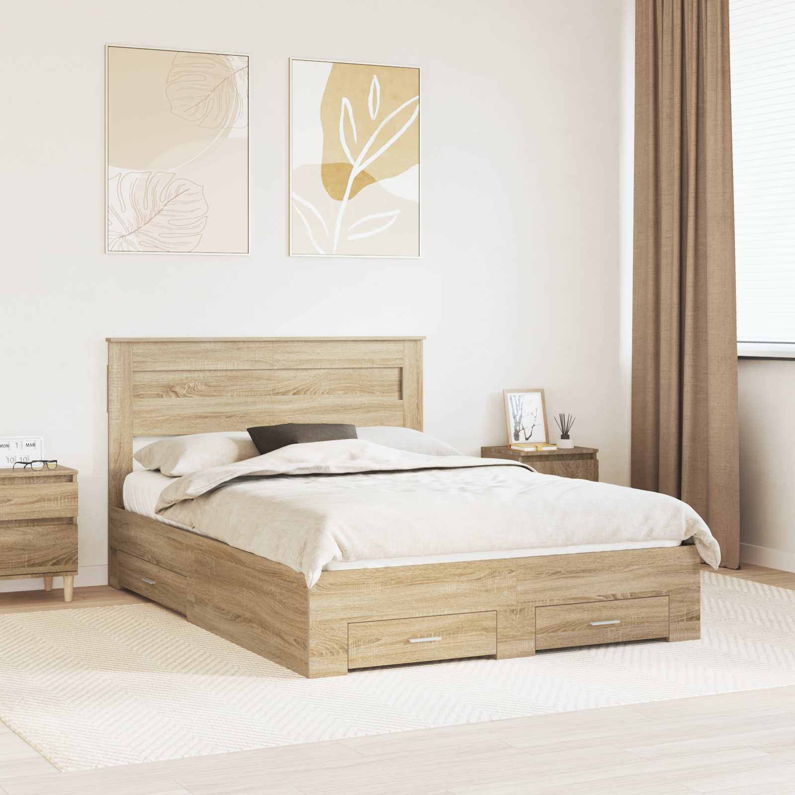 vidaXL Bedframe met lade Wit en Zilver 75 x 190 cm Bewerkt hout