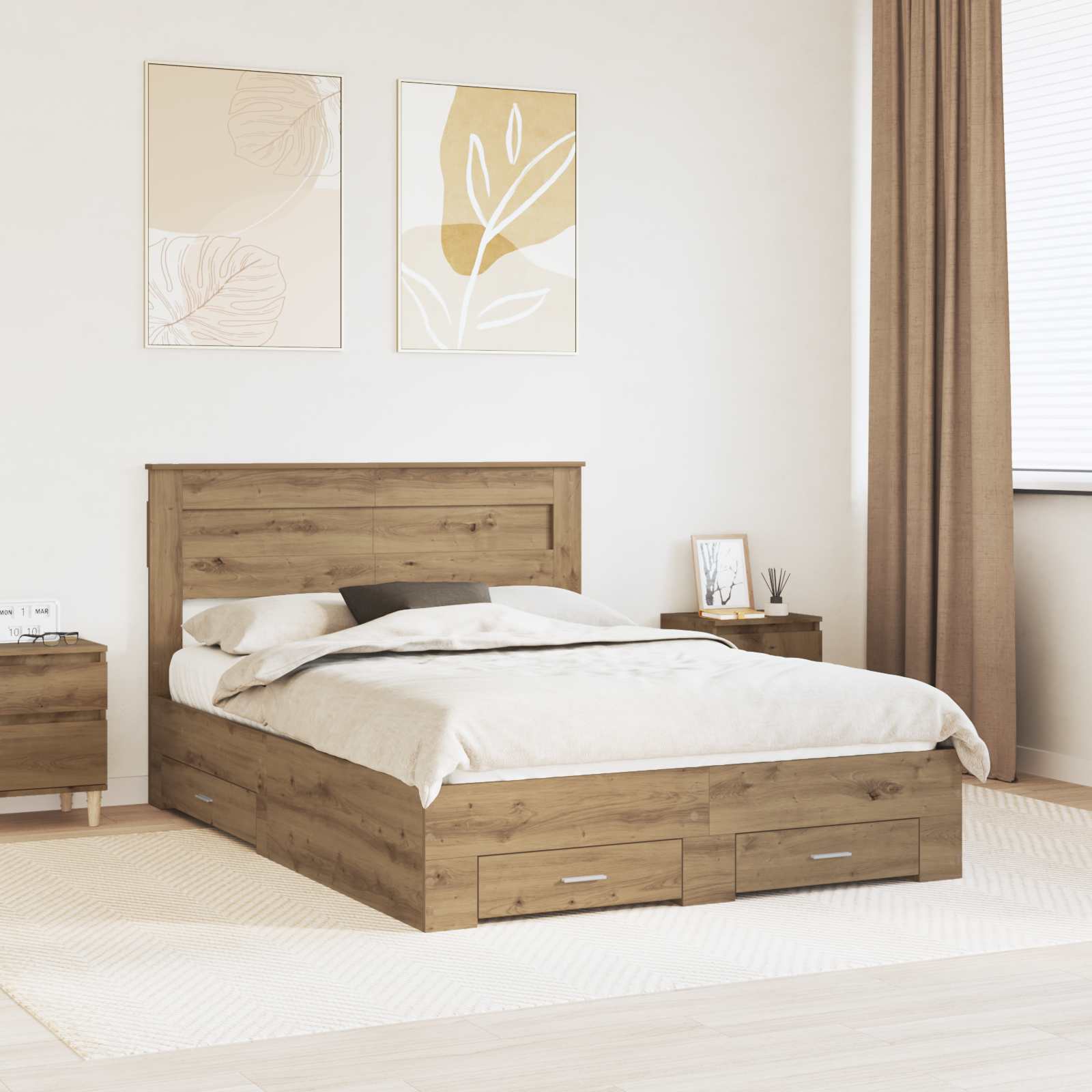 vidaXL Bedframe met lade Wit en Zilver 75 x 190 cm Bewerkt hout