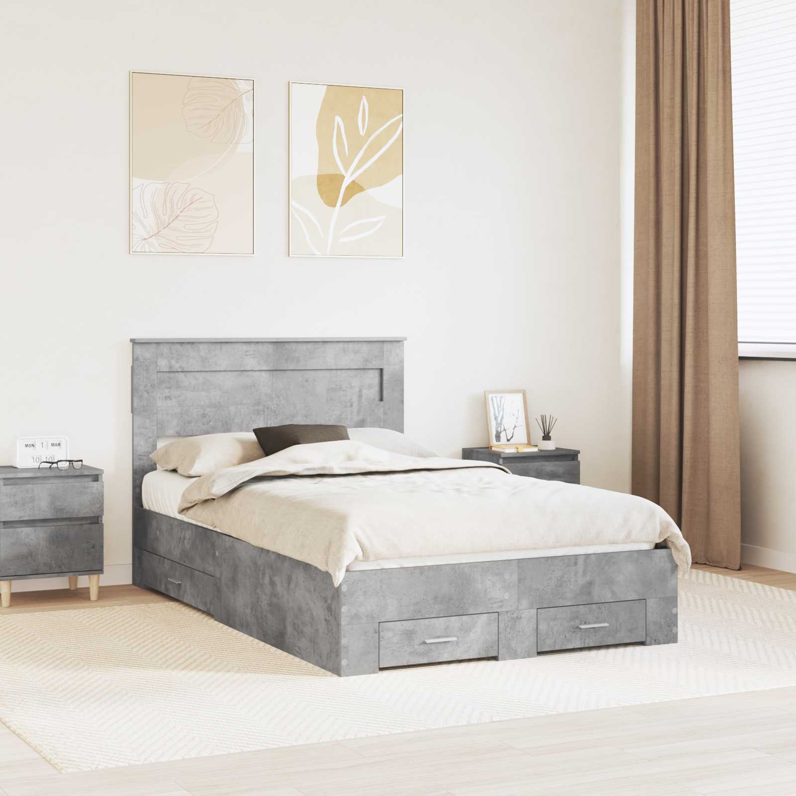 vidaXL Bedframe met lade Wit en Zilver 75 x 190 cm Bewerkt hout