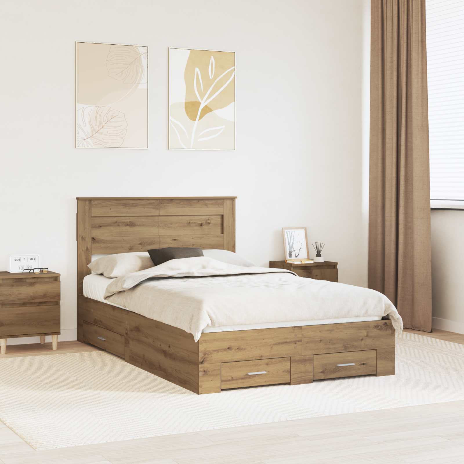 vidaXL Bedframe met lade Wit en Zilver 75 x 190 cm Bewerkt hout