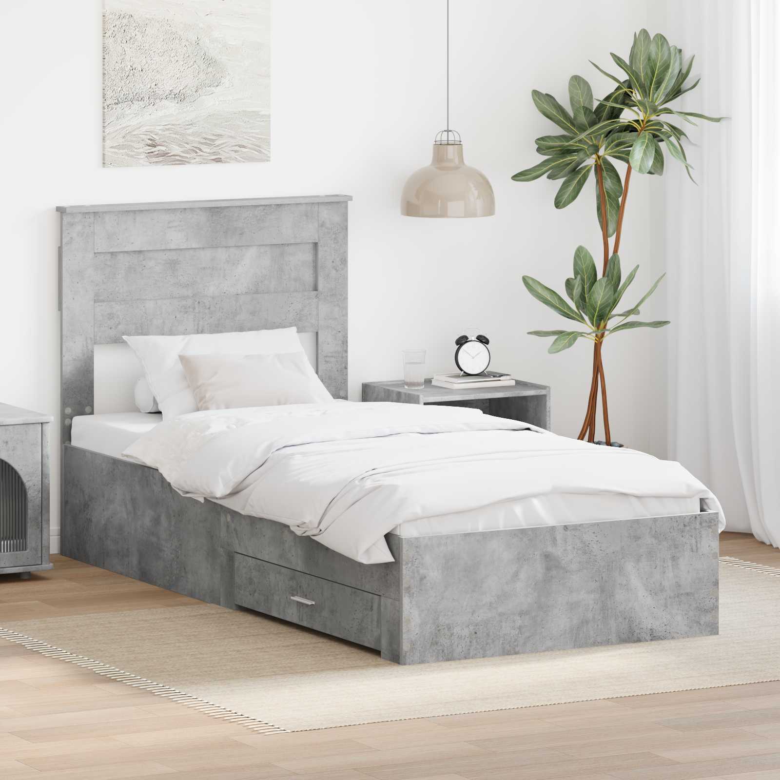 vidaXL Bedframe met lade Wit en Zilver 75 x 190 cm Bewerkt hout