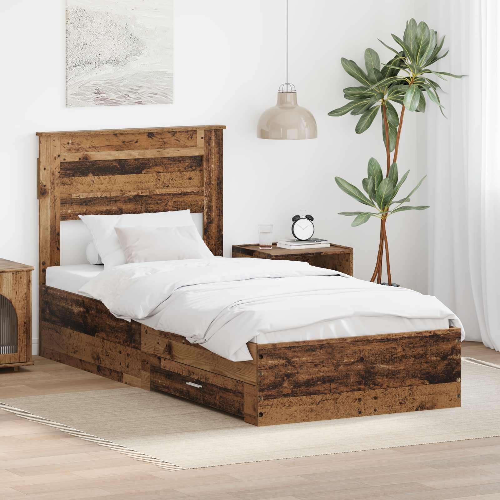 vidaXL Bedframe met lade Wit en Zilver 75 x 190 cm Bewerkt hout