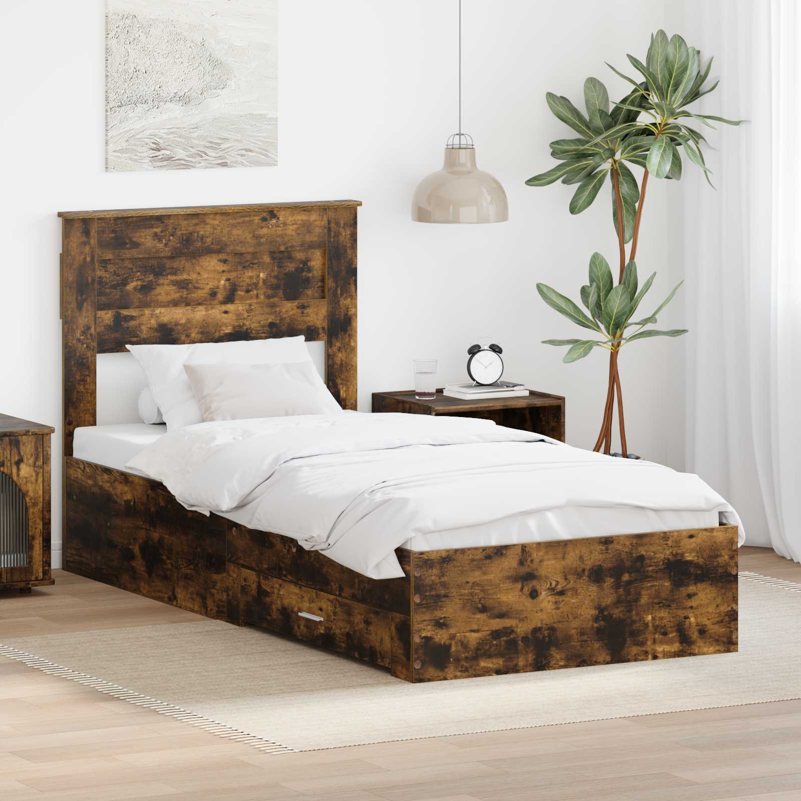 vidaXL Bedframe met lade Wit en Zilver 75 x 190 cm Bewerkt hout