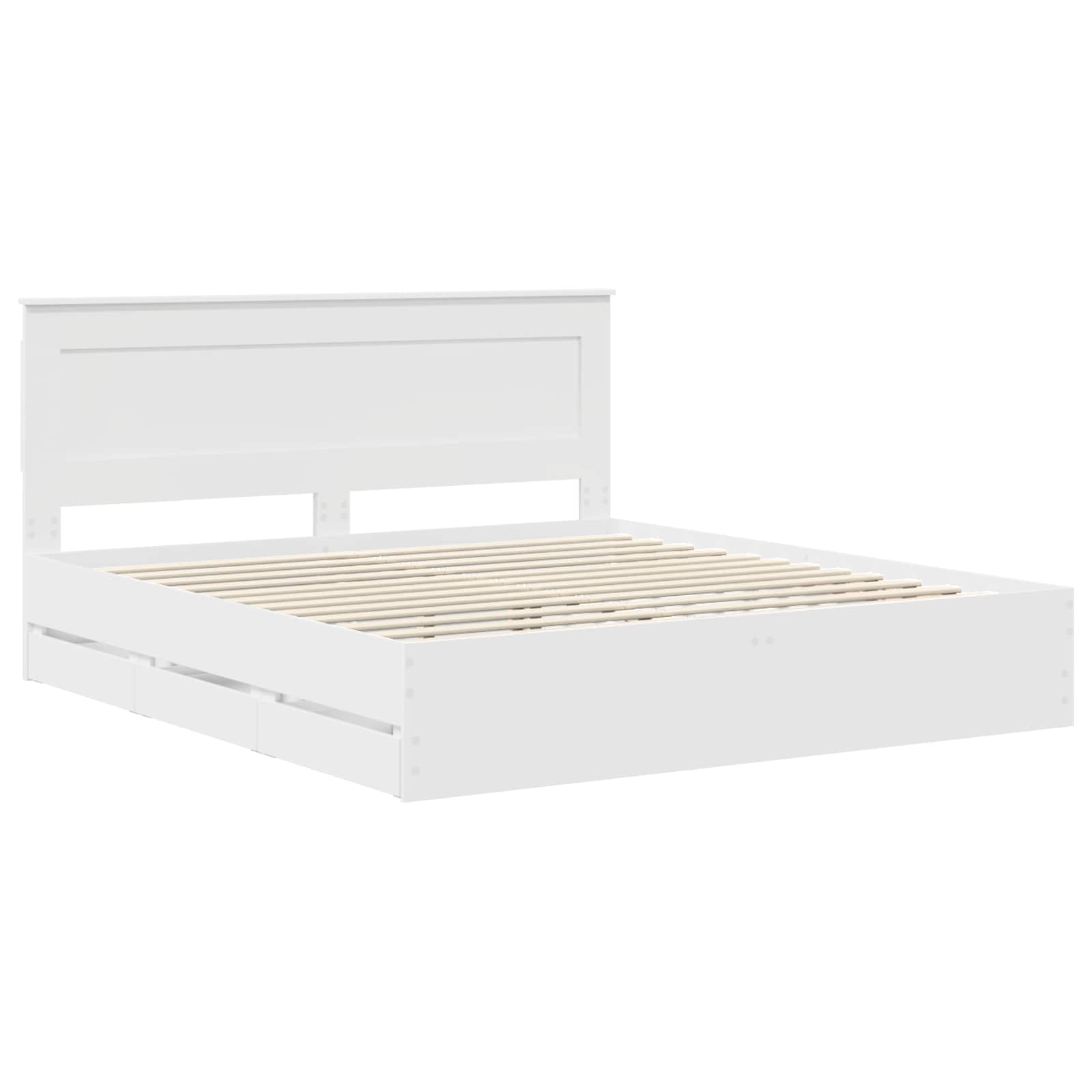 vidaXL Bedframe met lade met opslag Wit 200 x 200 cm Ingenieurshout