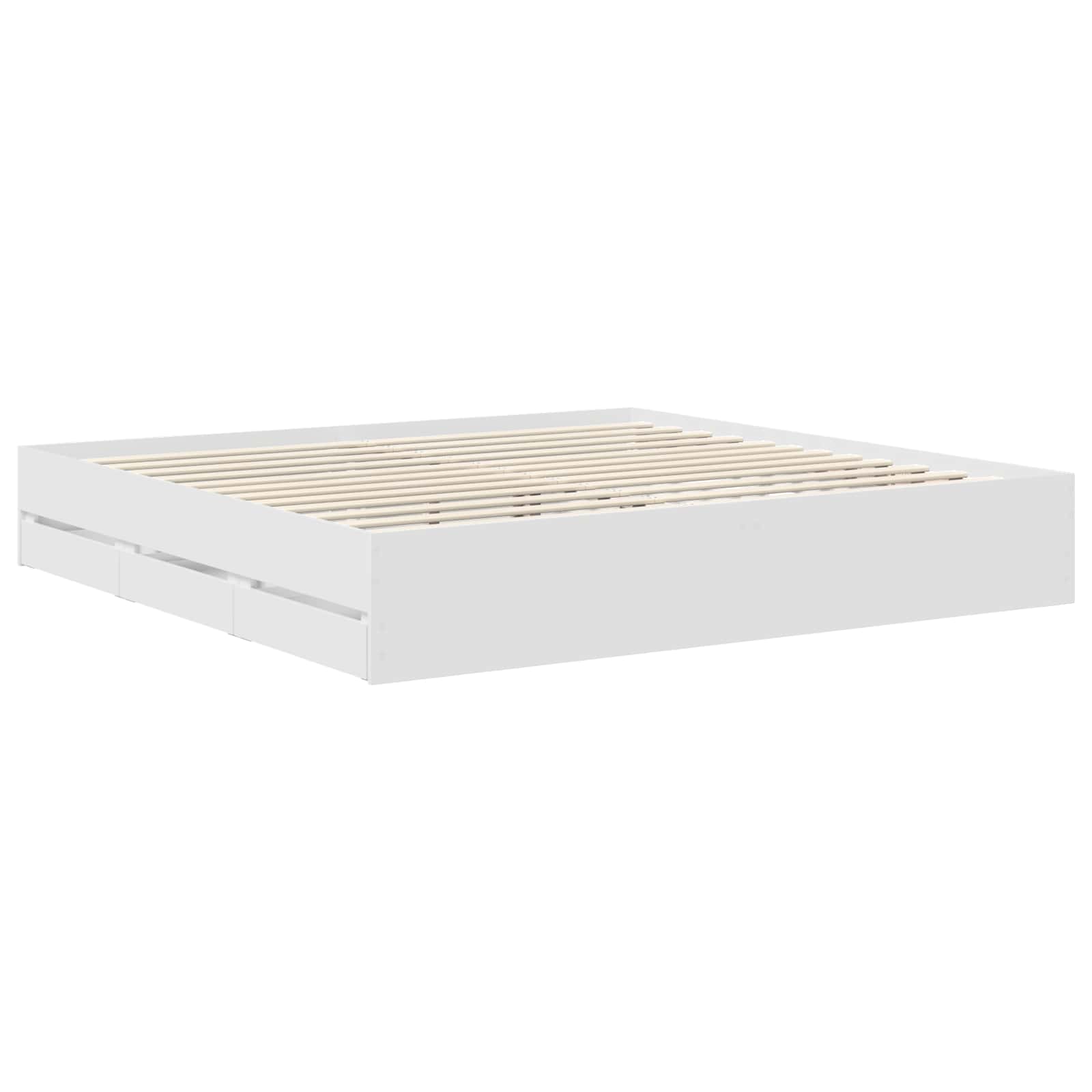 vidaXL Bedframe met lade met opslag Wit 200 x 200 cm Ingenieurshout
