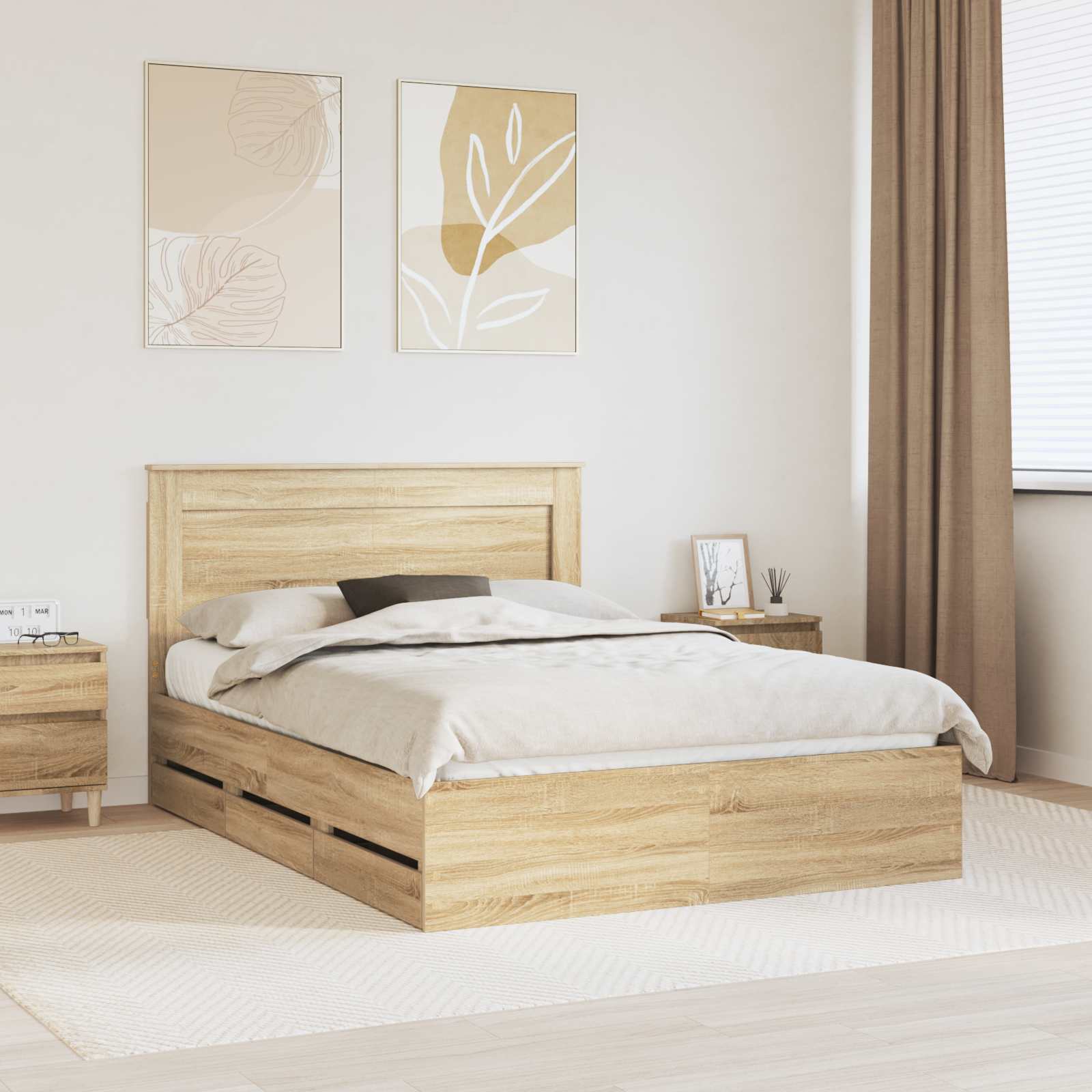 vidaXL Bedframe met lade met opslag Wit 200 x 200 cm Ingenieurshout