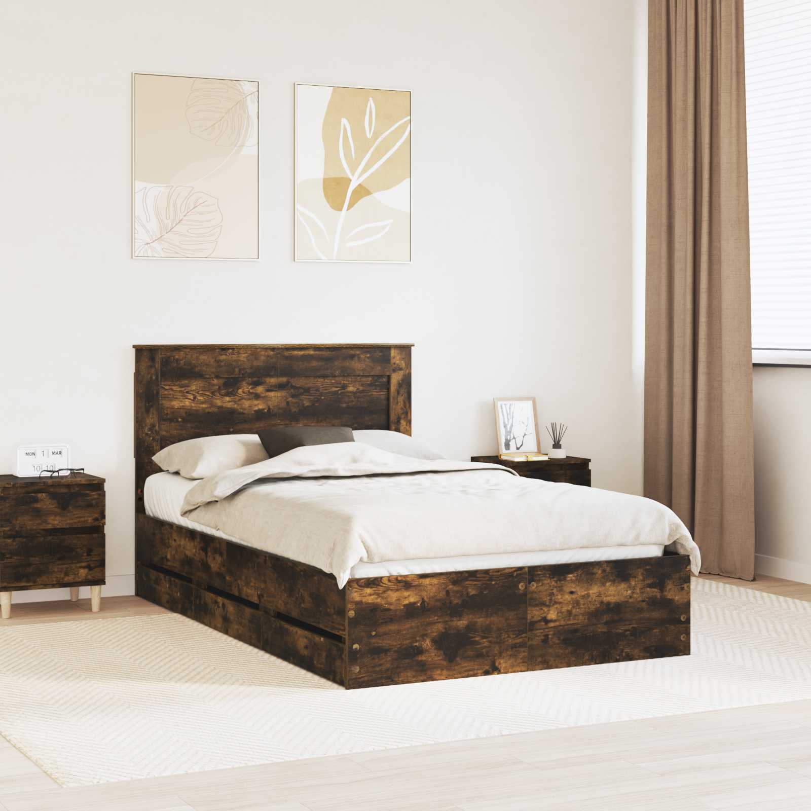 vidaXL Bedframe met lade met opslag Wit 200 x 200 cm Ingenieurshout