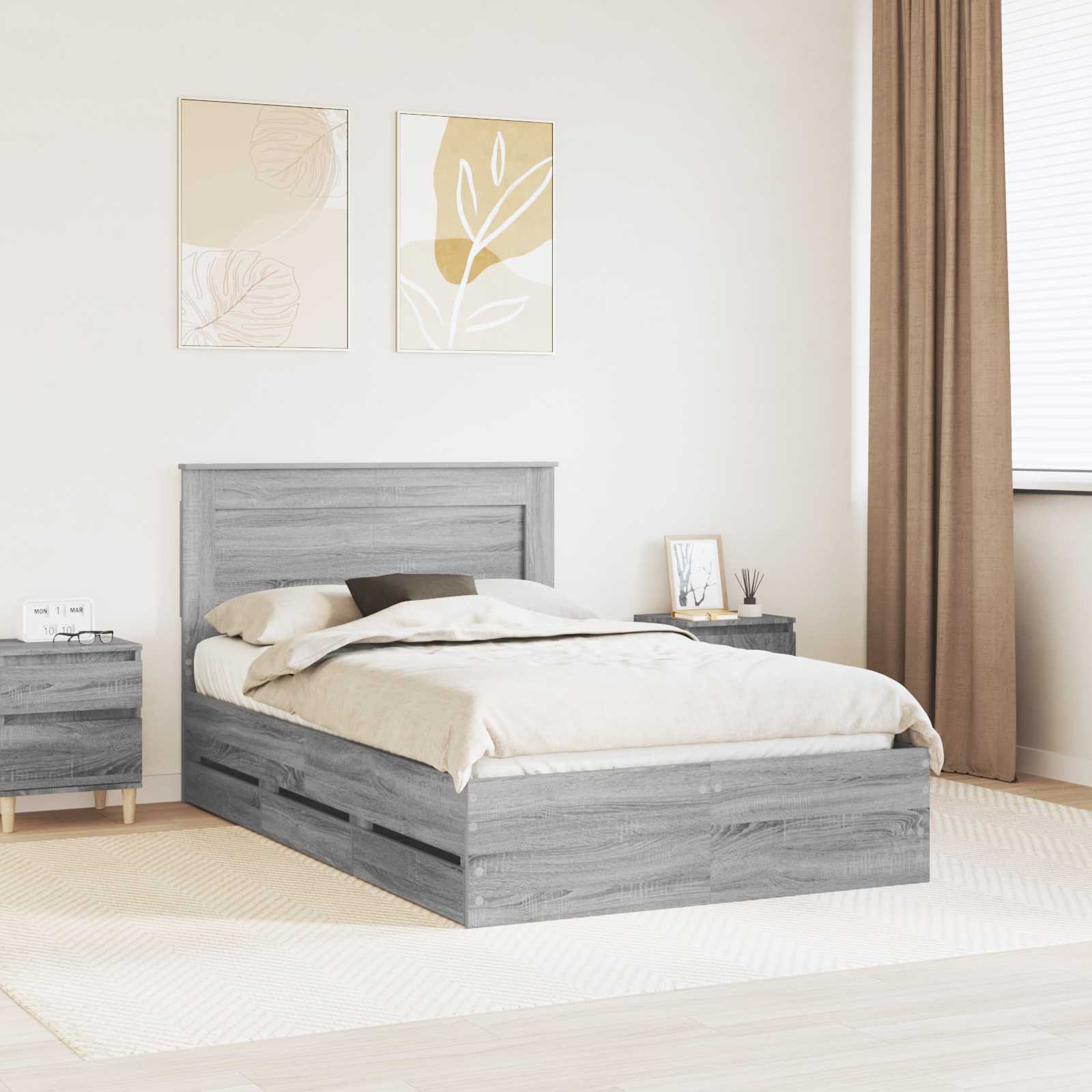vidaXL Bedframe met lade met opslag Wit 200 x 200 cm Ingenieurshout