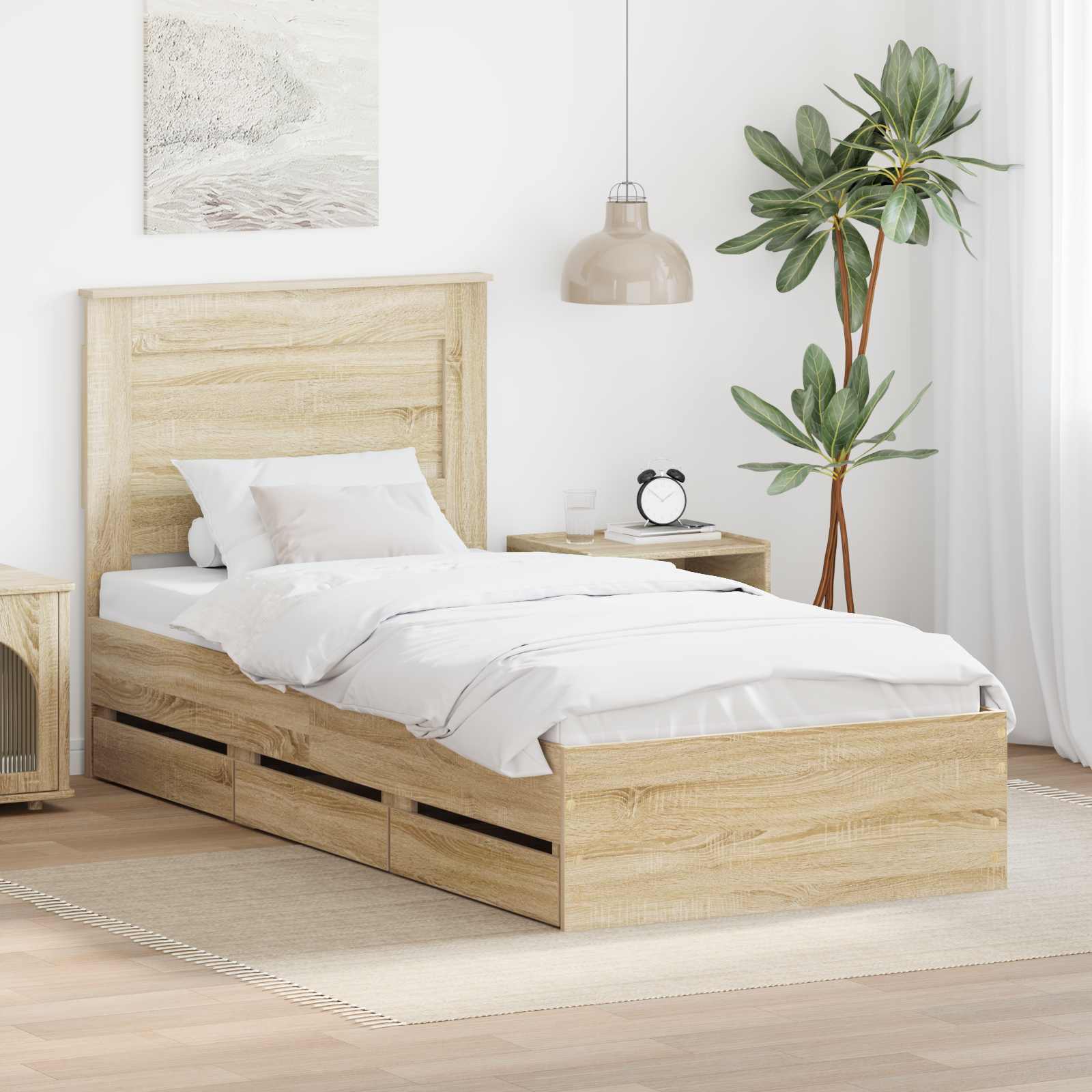 vidaXL Bedframe met lade met opslag Wit 200 x 200 cm Ingenieurshout