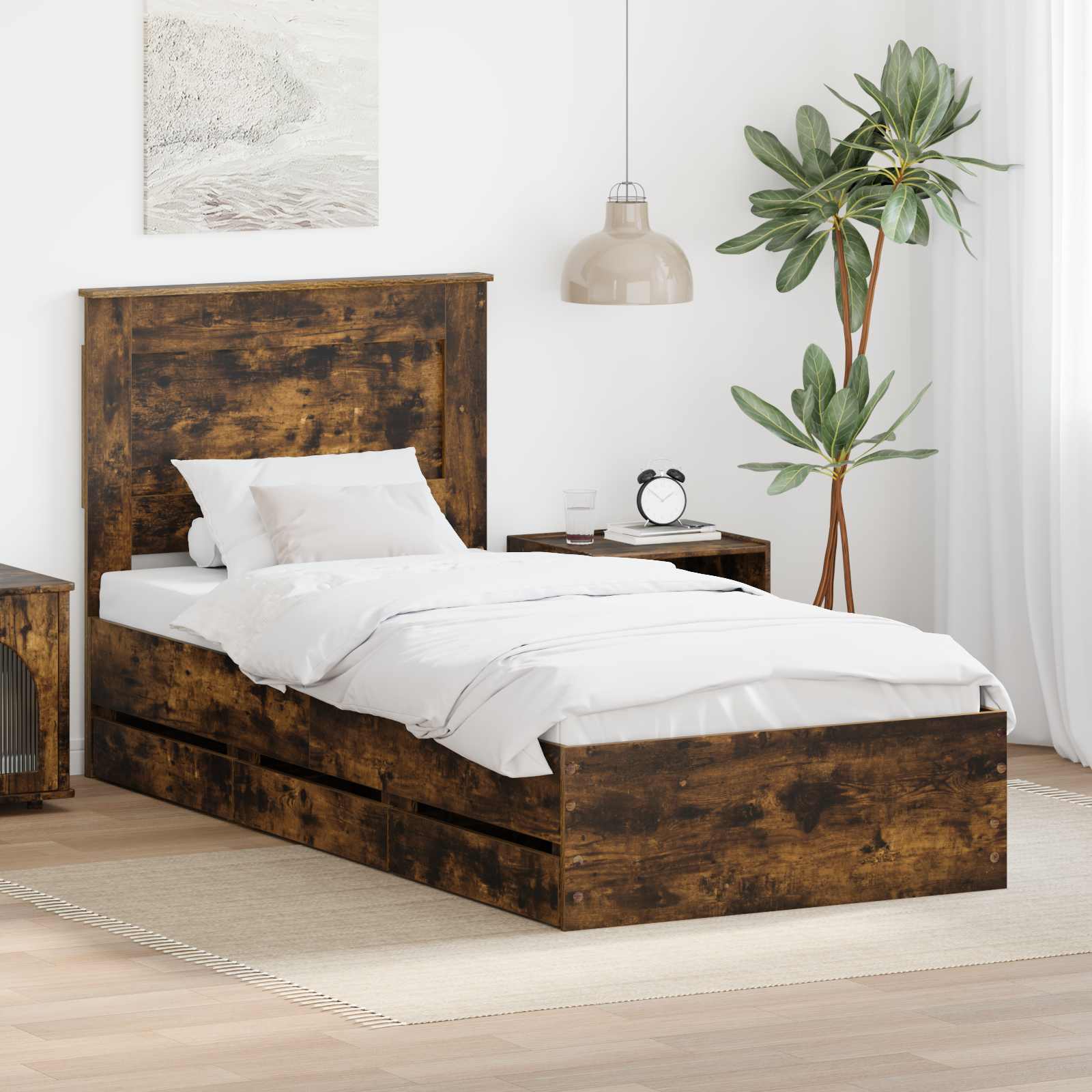 vidaXL Bedframe met lade met opslag Wit 200 x 200 cm Ingenieurshout