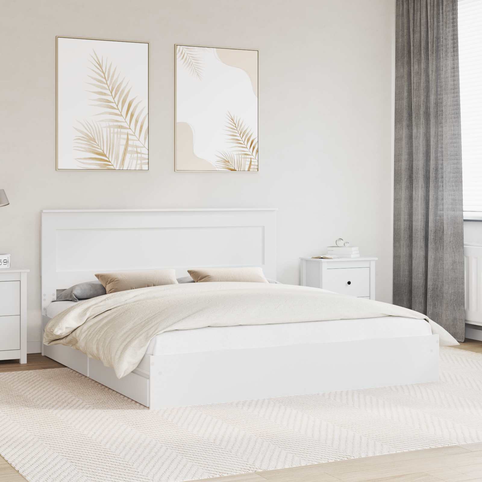 vidaXL Bedframe met lade met hoofdeinde Wit 200 x 200 cm Bewerkt hout