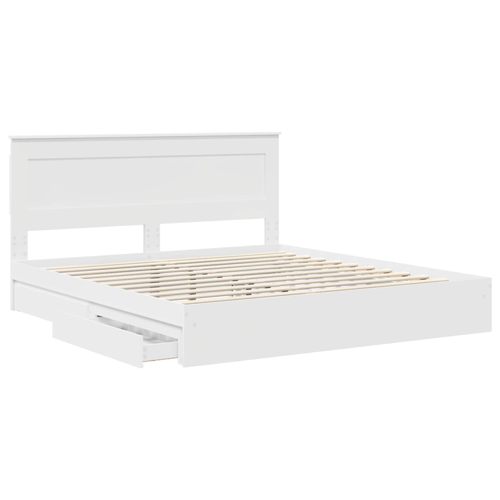 vidaXL Bedframe met lade met hoofdeinde Wit 200 x 200 cm Bewerkt hout