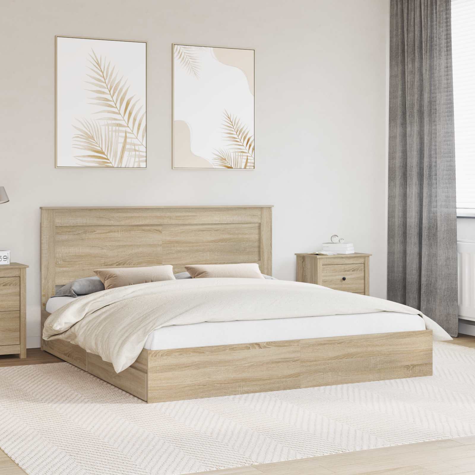 vidaXL Bedframe met lade met hoofdeinde Wit 200 x 200 cm Bewerkt hout