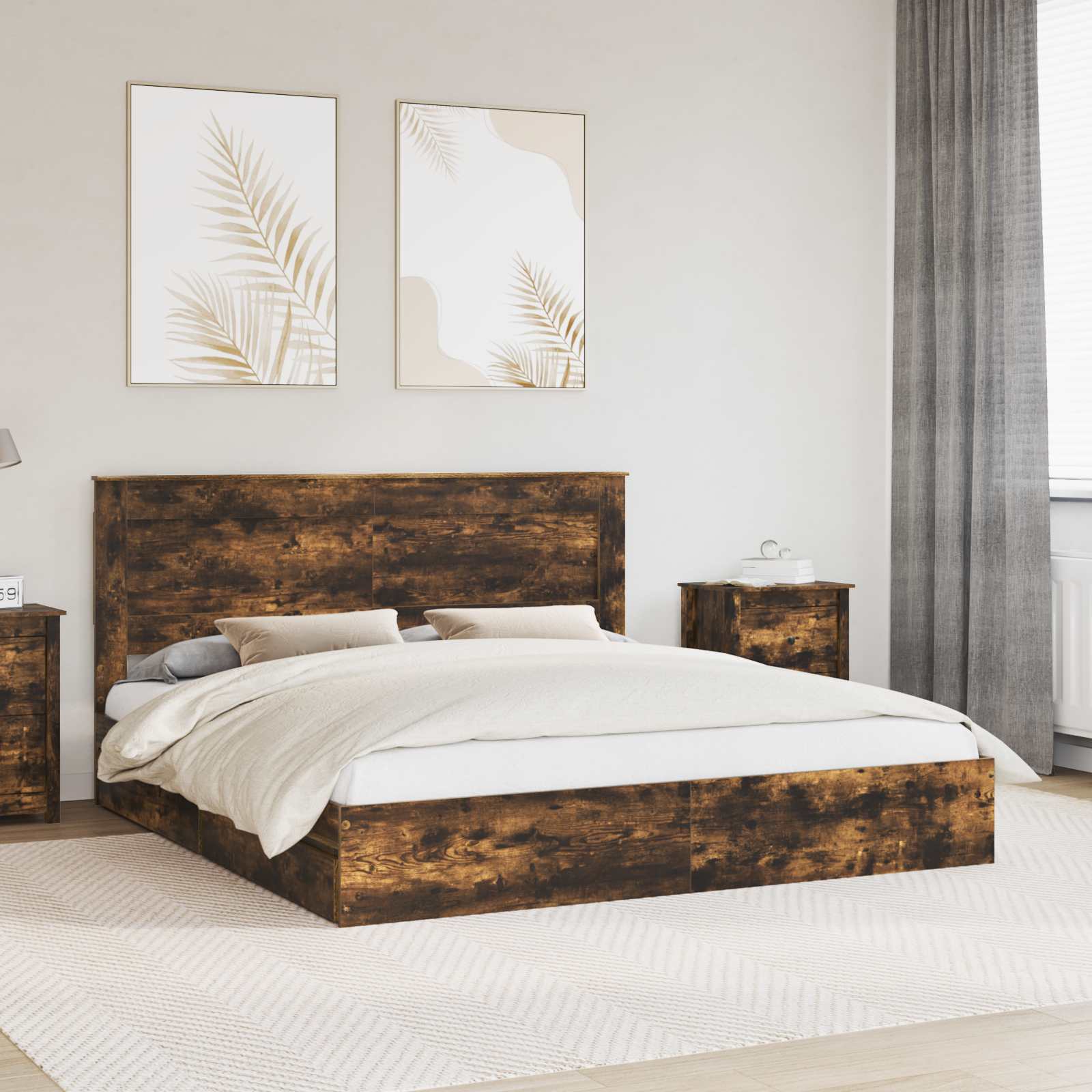 vidaXL Bedframe met lade met hoofdeinde Wit 200 x 200 cm Bewerkt hout