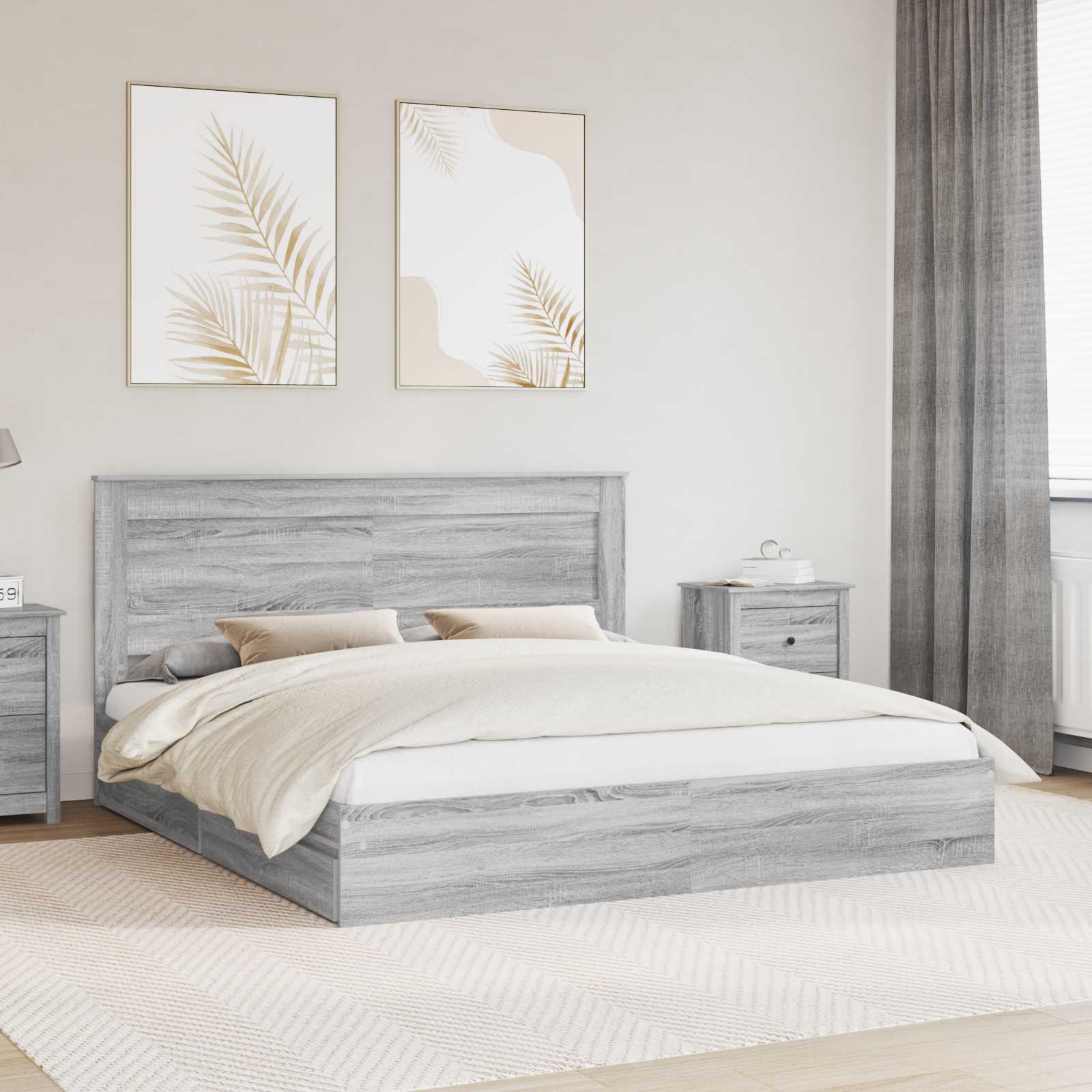 vidaXL Bedframe met lade met hoofdeinde Wit 200 x 200 cm Bewerkt hout