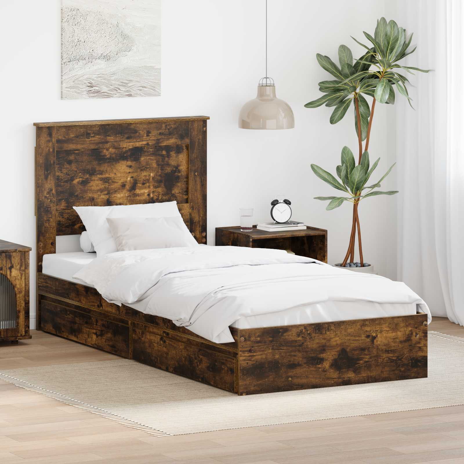 vidaXL Bedframe met lade met hoofdeinde Wit 200 x 200 cm Bewerkt hout