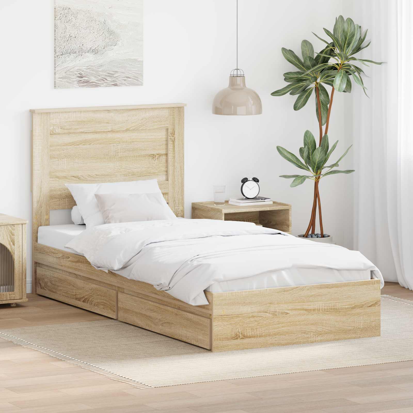 vidaXL Bedframe met lade met hoofdeinde Wit 200 x 200 cm Bewerkt hout