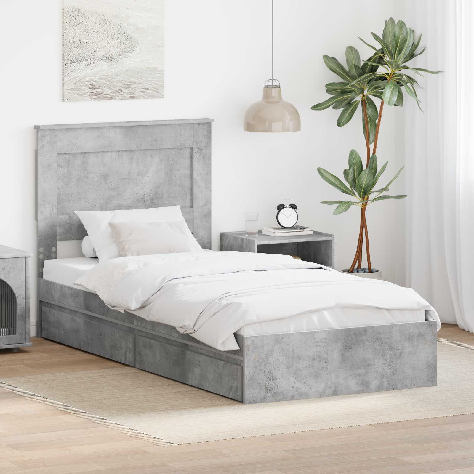 vidaXL Bedframe met lade met hoofdeinde Wit 200 x 200 cm Bewerkt hout