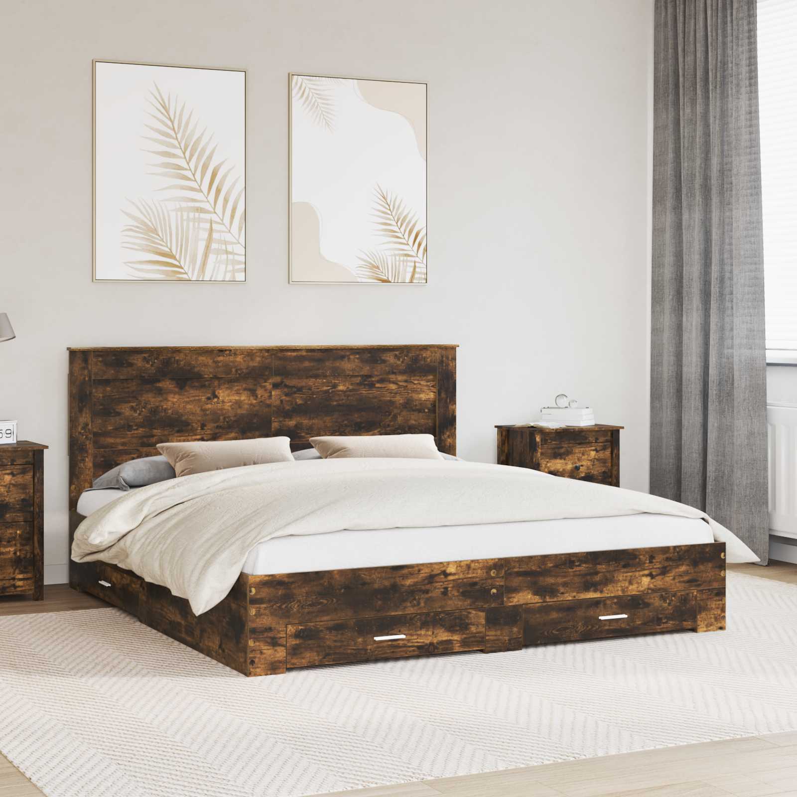 vidaXL Bedframe met lade Wit en Zilver 75 x 190 cm Bewerkt hout