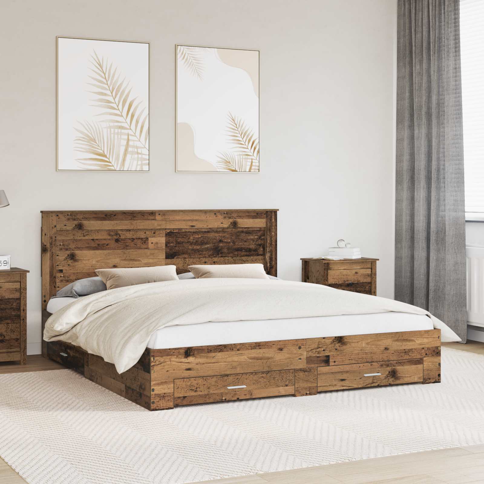 vidaXL Bedframe met lade Wit en Zilver 75 x 190 cm Bewerkt hout