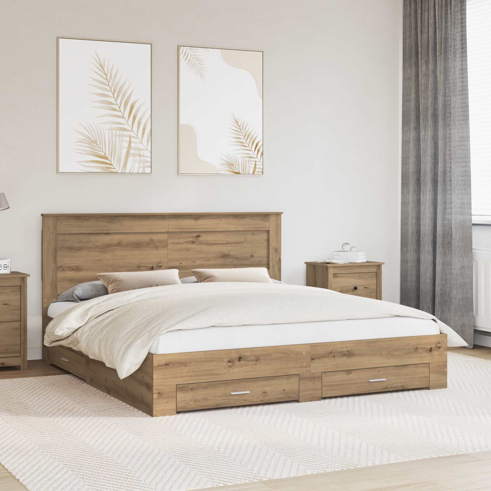 vidaXL Bedframe met lade Wit en Zilver 75 x 190 cm Bewerkt hout