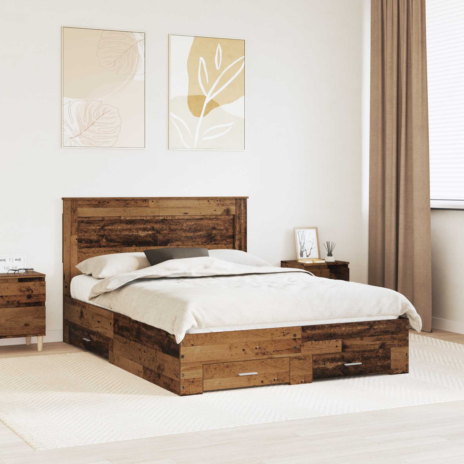 vidaXL Bedframe met lade Wit en Zilver 75 x 190 cm Bewerkt hout