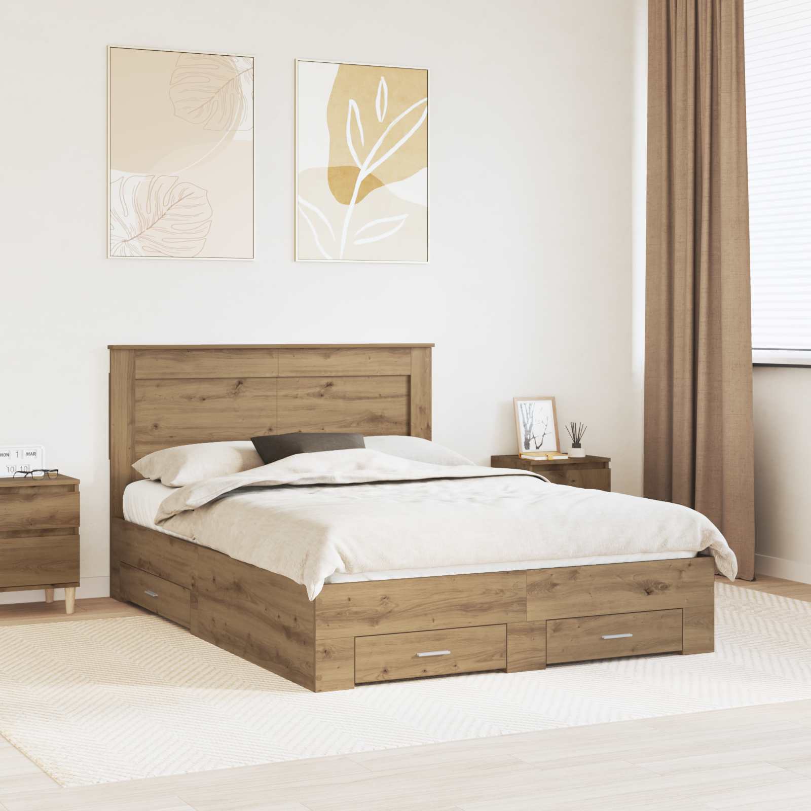 vidaXL Bedframe met lade Wit en Zilver 75 x 190 cm Bewerkt hout