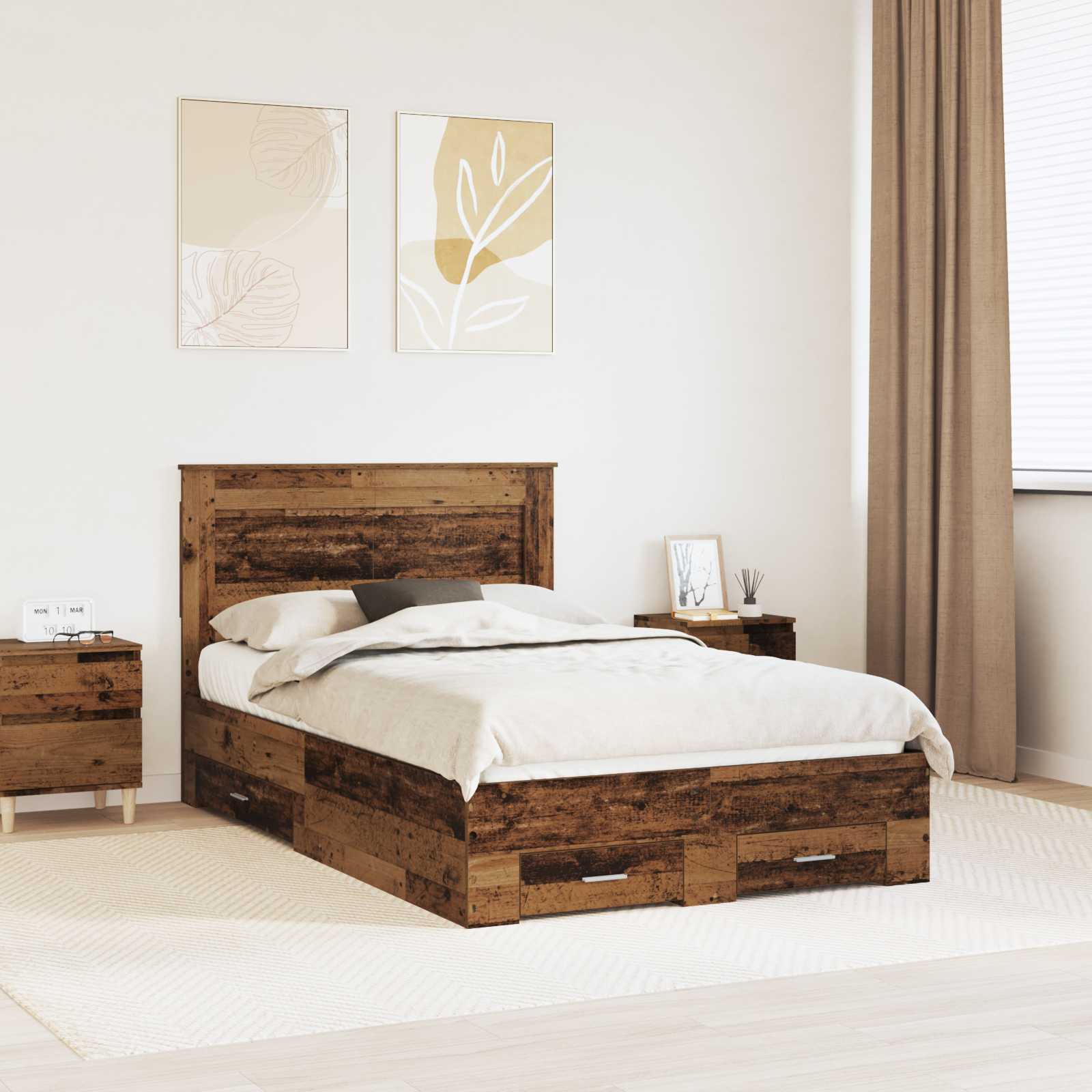 vidaXL Bedframe met lade Wit en Zilver 75 x 190 cm Bewerkt hout