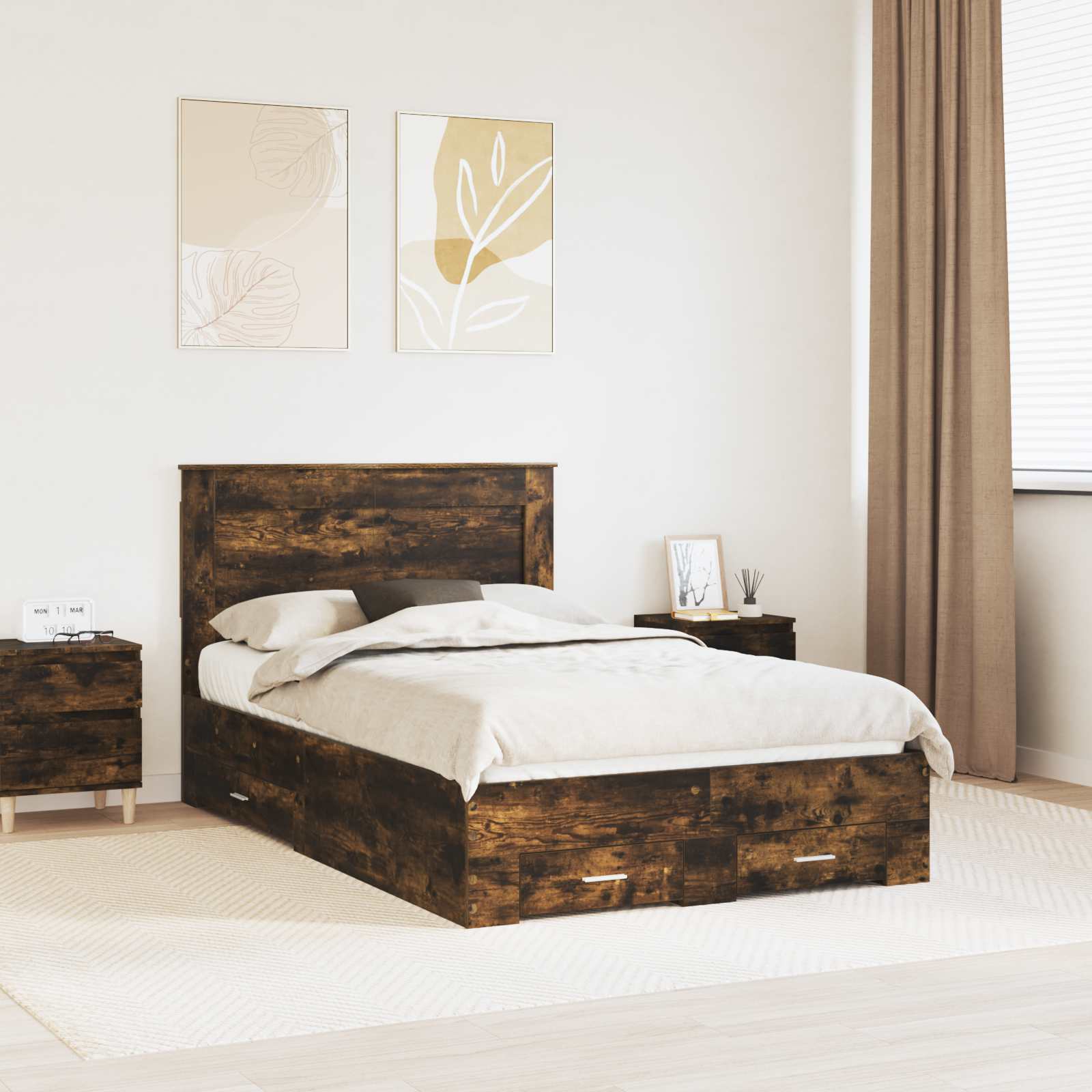 vidaXL Bedframe met lade Wit en Zilver 75 x 190 cm Bewerkt hout