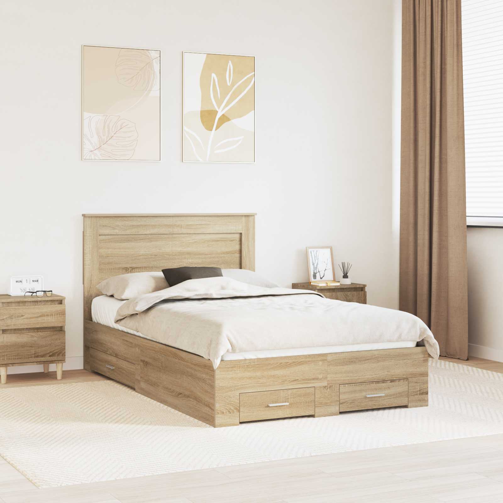 vidaXL Bedframe met lade Wit en Zilver 75 x 190 cm Bewerkt hout