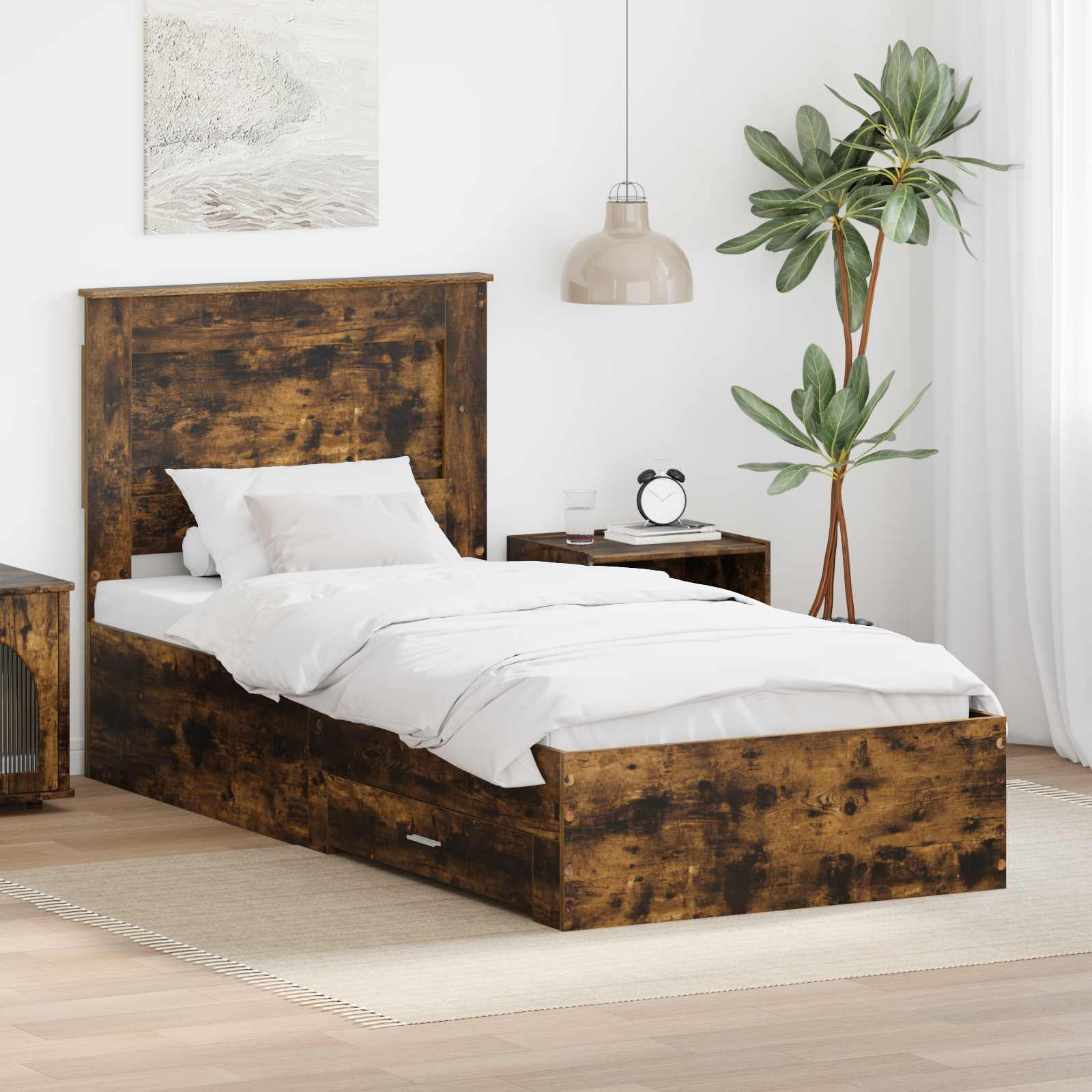 vidaXL Bedframe met lade Wit en Zilver 75 x 190 cm Bewerkt hout