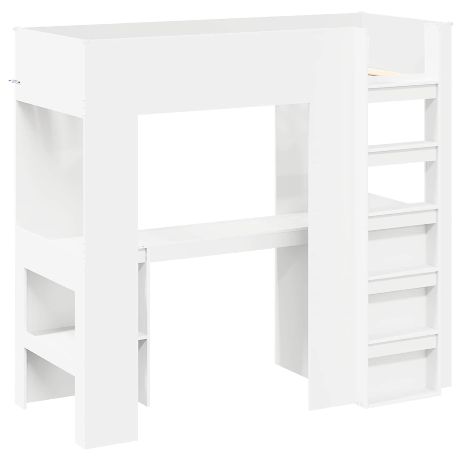 vidaXL Loft Bedframe met Bureau Wit 100 x 200 cm Bewerkt hout