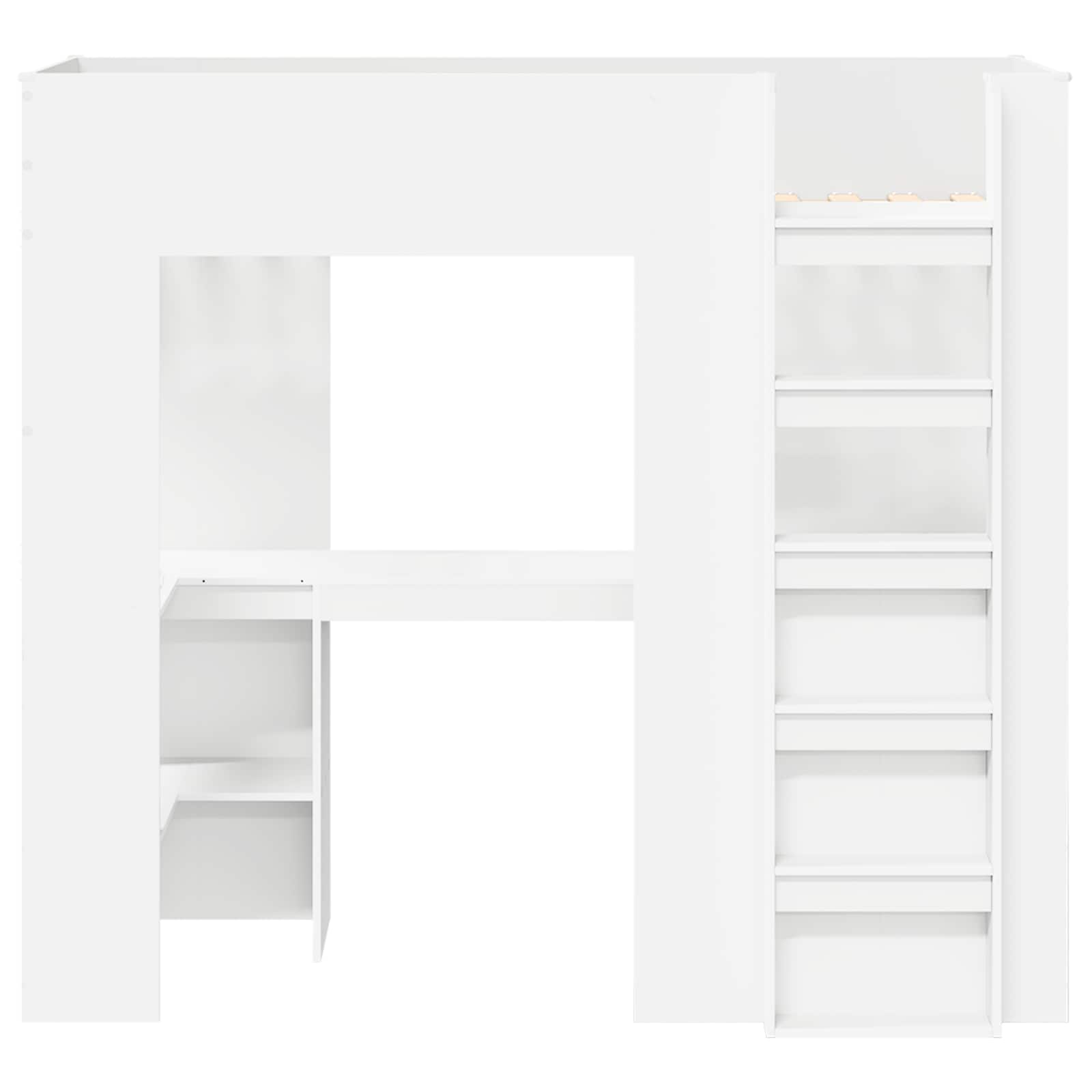 vidaXL Loft Bedframe met Bureau Wit 100 x 200 cm Bewerkt hout