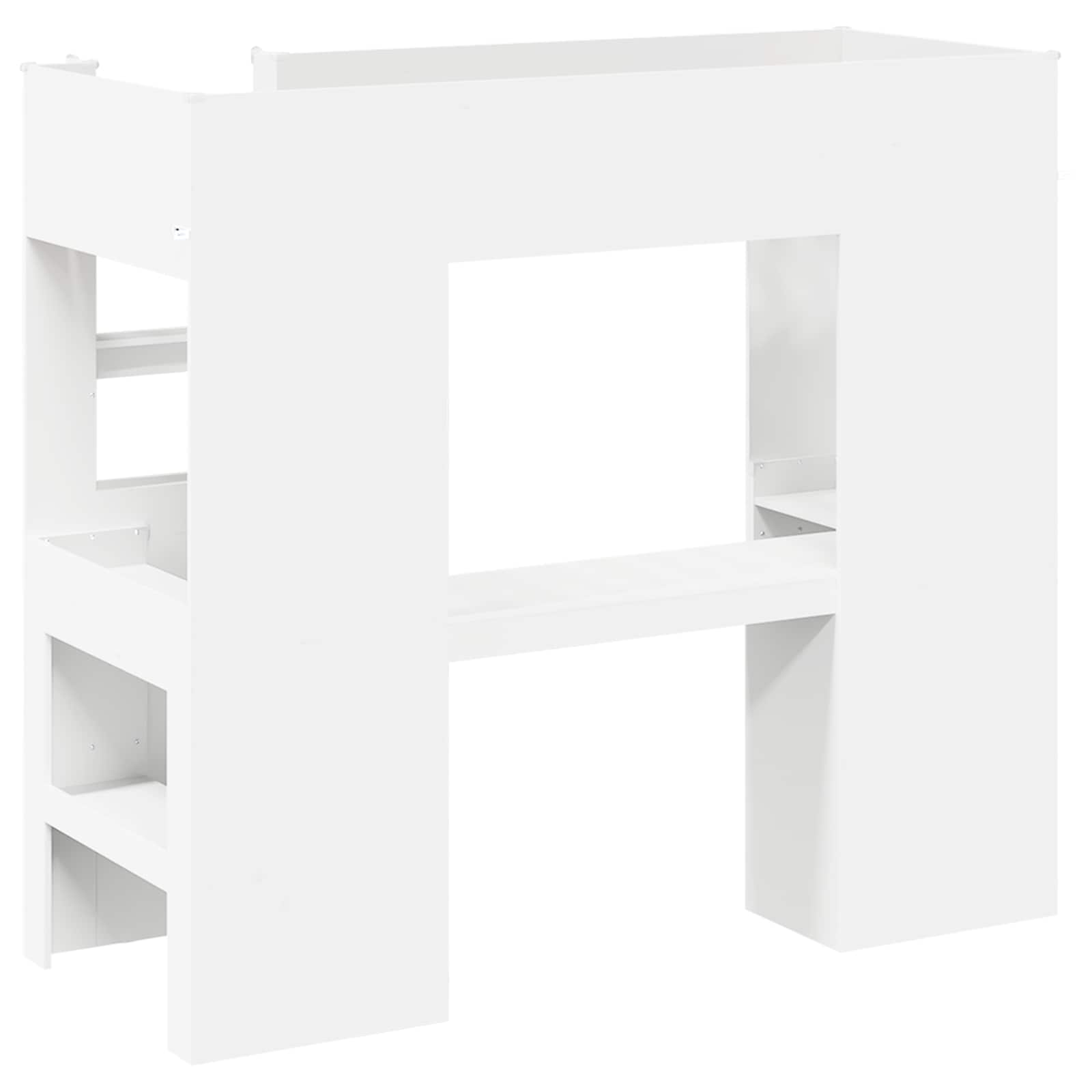 vidaXL Loft Bedframe met Bureau Wit 100 x 200 cm Bewerkt hout