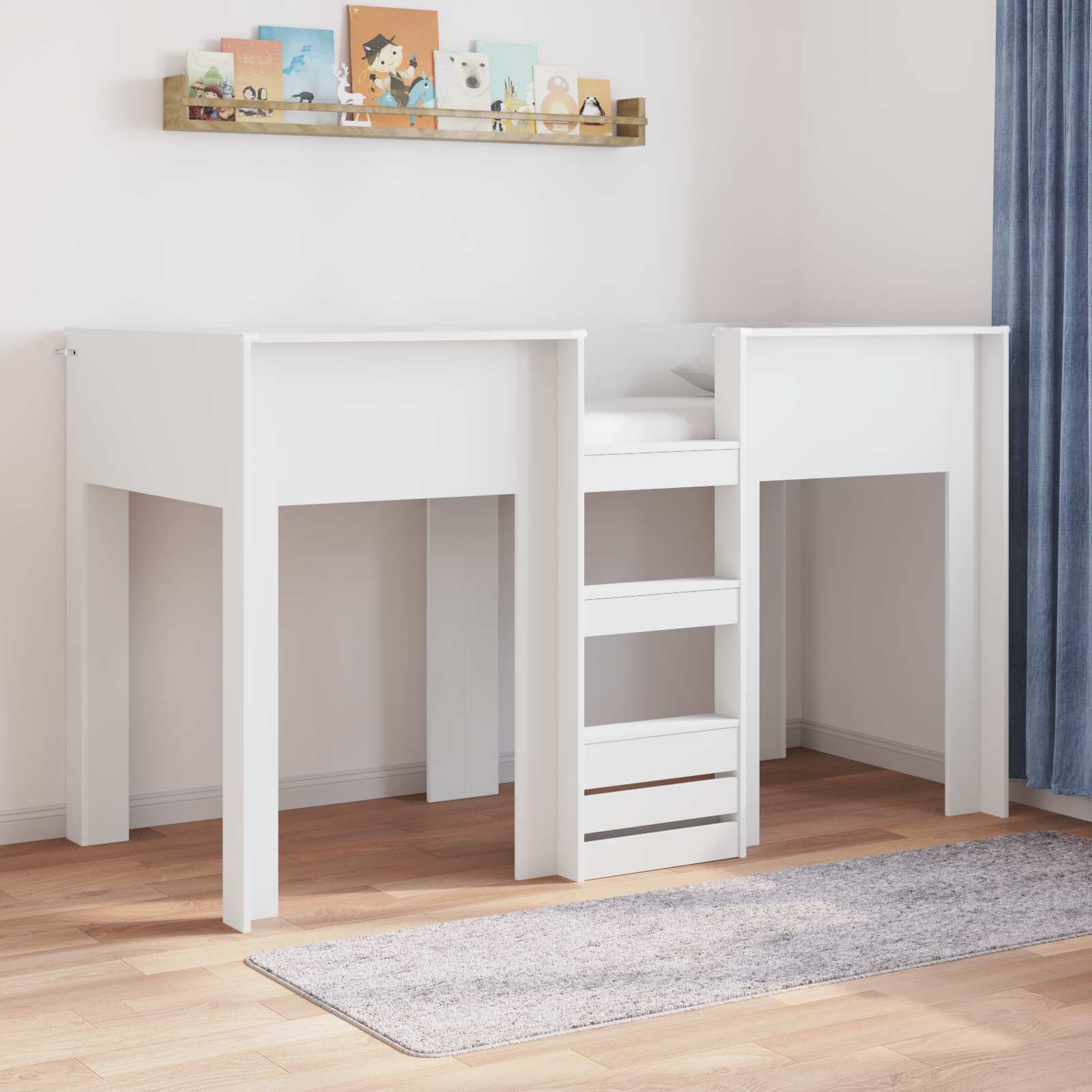 vidaXL Bunk Bed voor Kinderen met matras Wit 100 x 200 cm Bewerkt hout