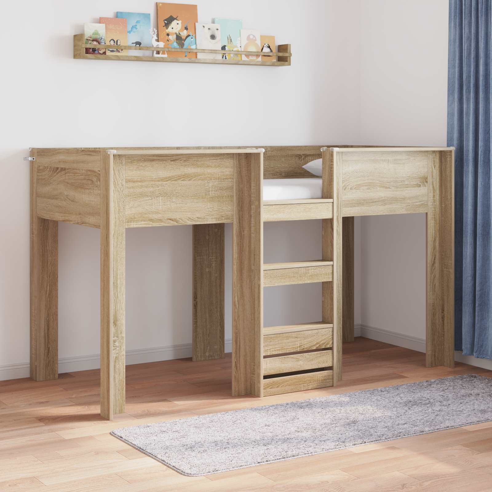 vidaXL Bunk Bed voor Kinderen met matras Wit 100 x 200 cm Bewerkt hout